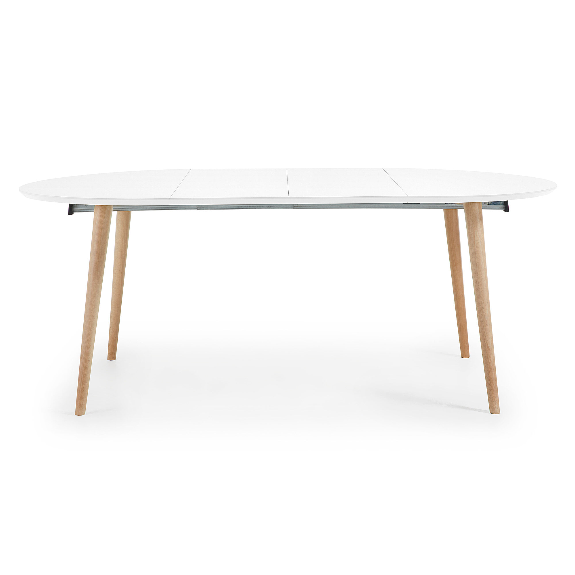 Kave Home Uitschuifbare Ronde Eettafel 'Oqui', 120 - 200 x 120cm, kleur Wit