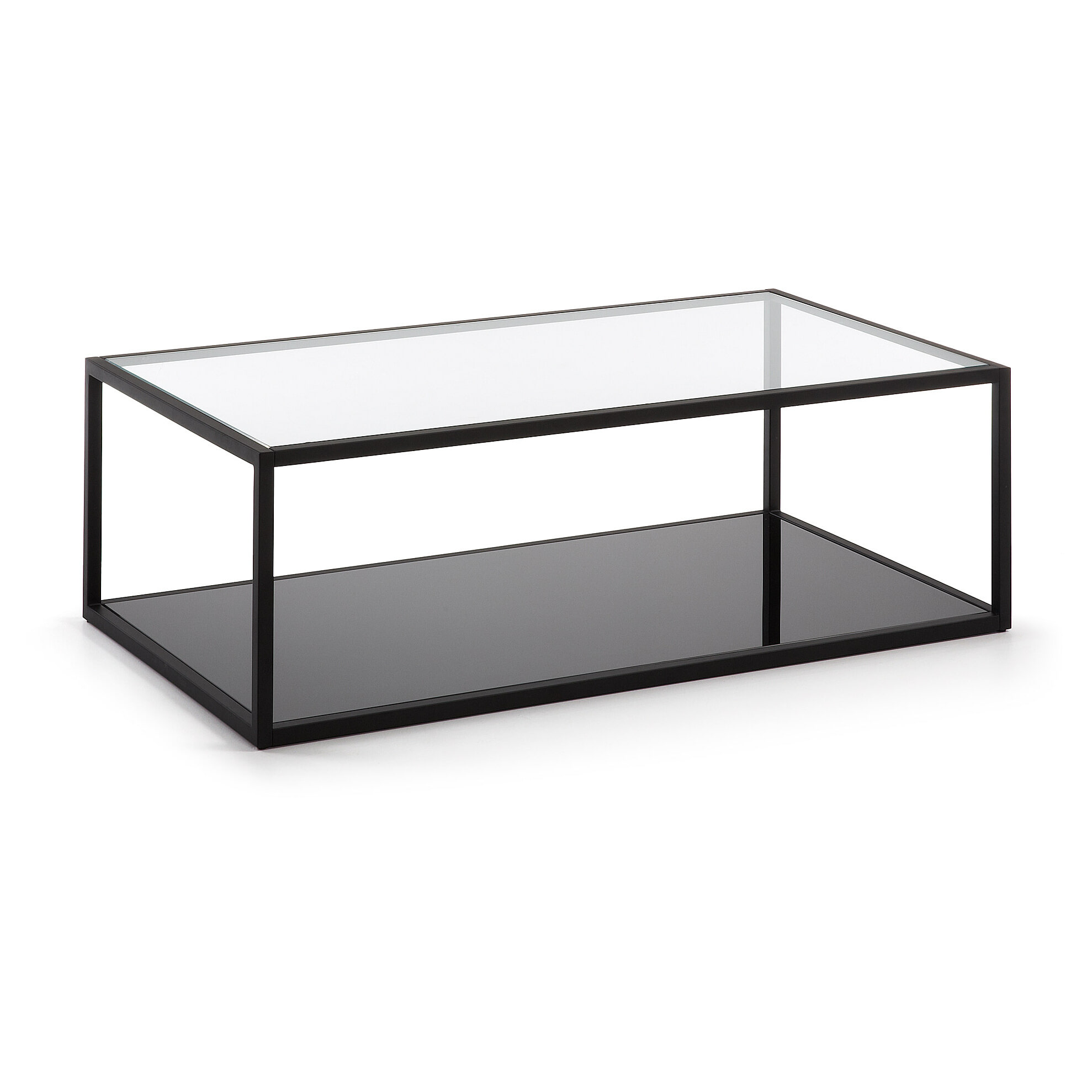 Kave Home Salontafel 'Blackhill' Glas met zwart frame, 110 x 60cm