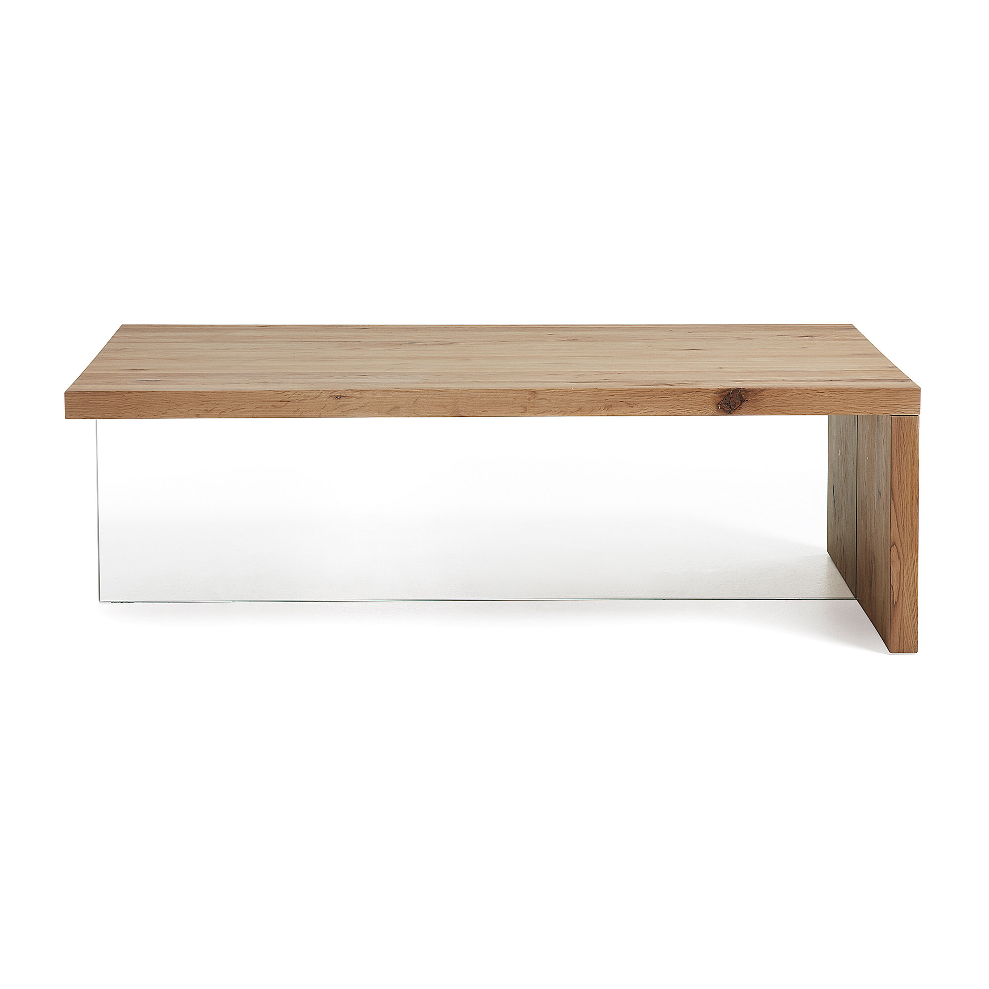 Kave Home Salontafel 'Tulsi' Eiken / glas, 120 x 70cm