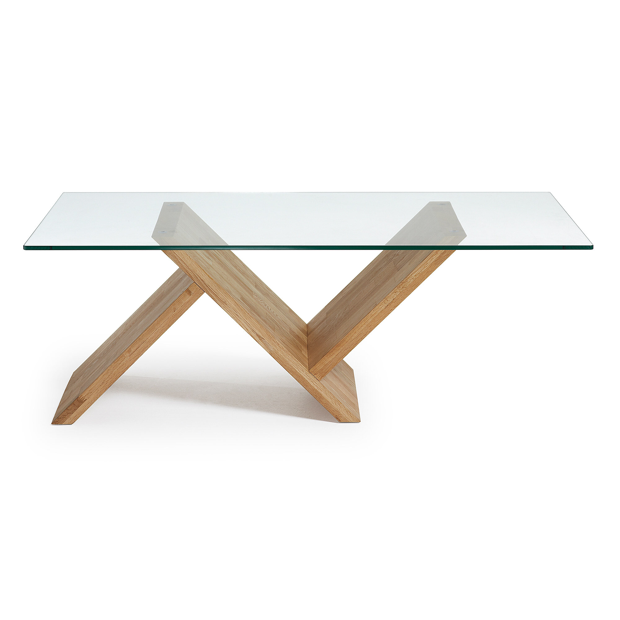 Kave Home Salontafel 'Waley' Eiken met glasplaat, 120 x 70cm