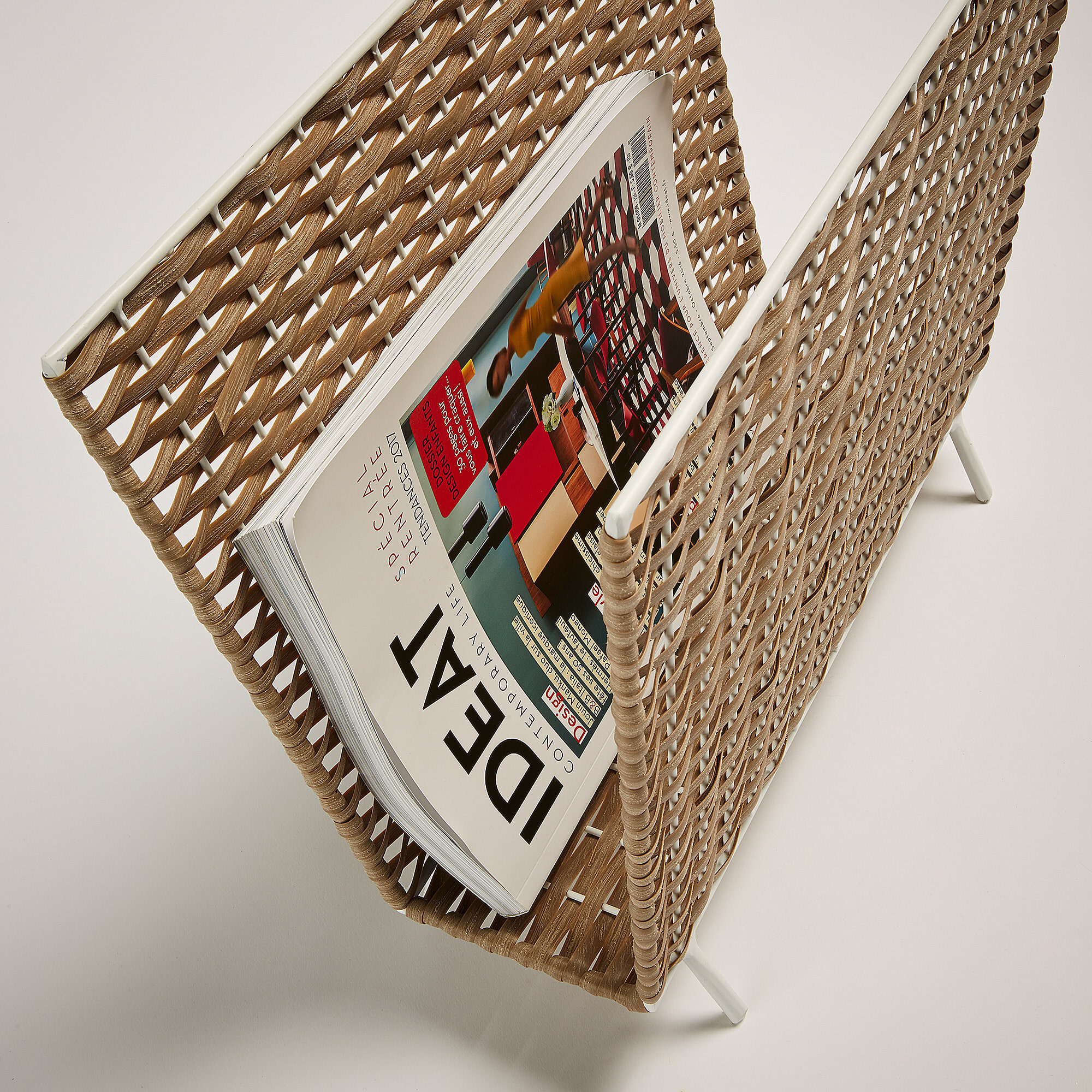 Kave Home Tijdschriftenhouder 'Shibori', kleur wit