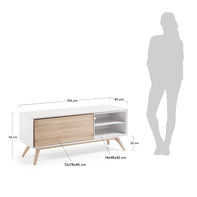 Kave Home TV-meubel 'Eunice' Essenhout, 134 cm