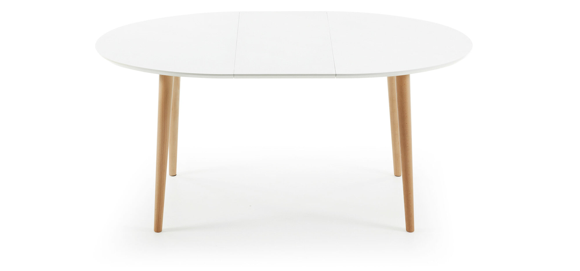 Kave Home Uitschuifbare Ovale Eettafel 'Oqui' 120 - 200 x 90cm, kleur Wit