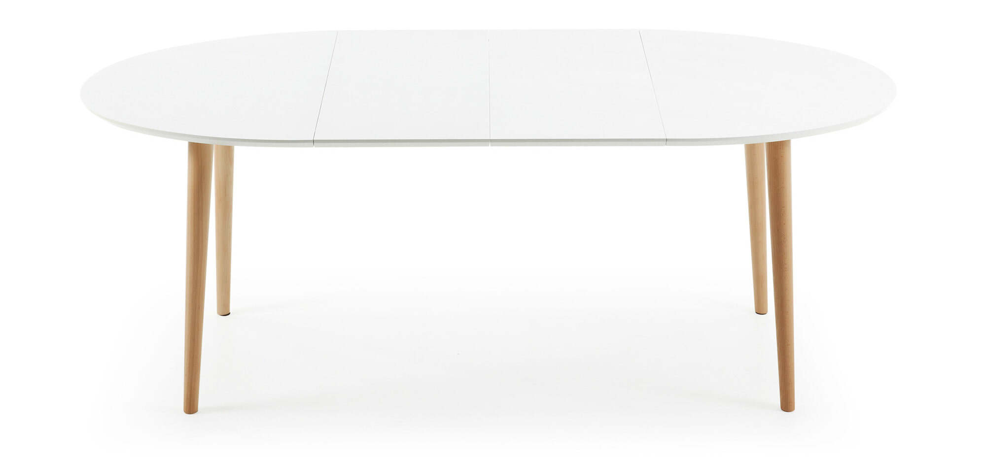 Kave Home Uitschuifbare Ovale Eettafel 'Oqui' 120 - 200 x 90cm, kleur Wit