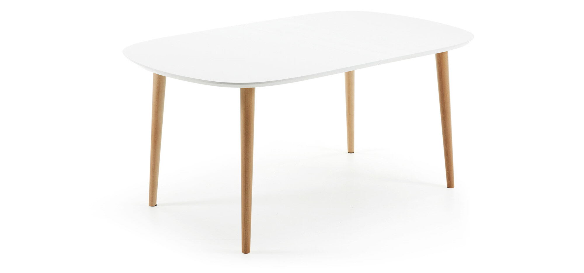 Kave Home Uitschuifbare Ovale Eettafel 'Oqui' 160 - 260 x 100cm, kleur Wit