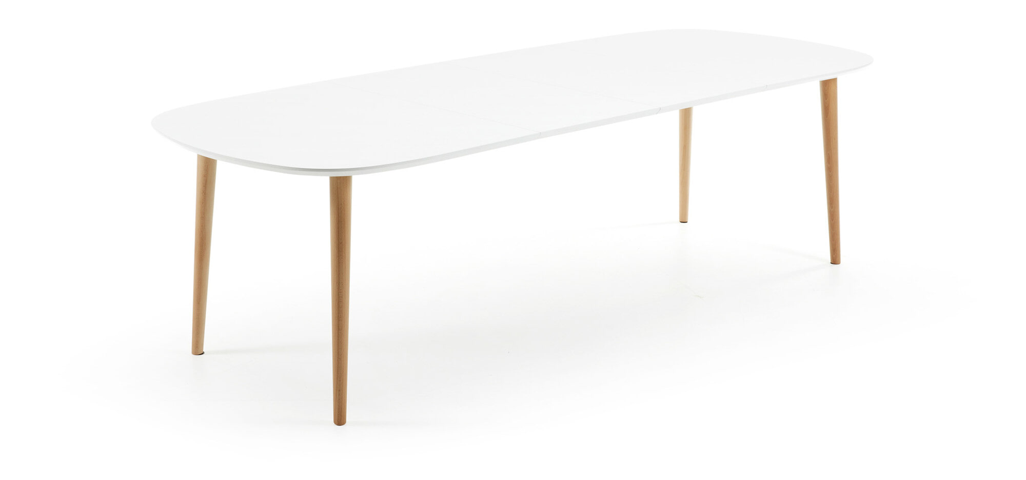 Kave Home Uitschuifbare Ovale Eettafel 'Oqui' 160 - 260 x 100cm, kleur Wit