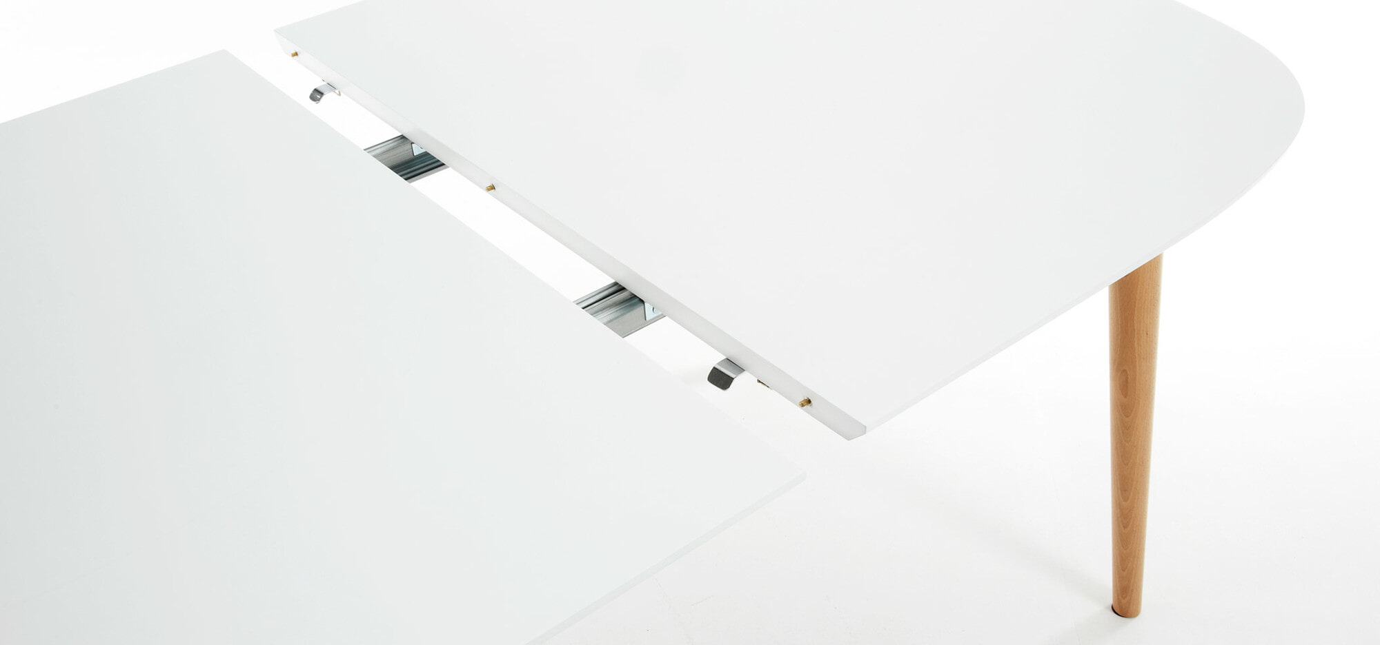 Kave Home Uitschuifbare Ovale Eettafel 'Oqui' 160 - 260 x 100cm, kleur Wit