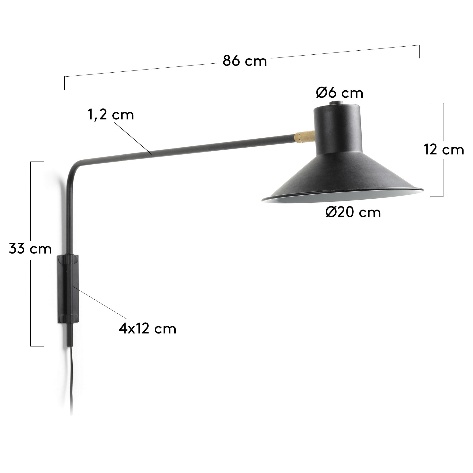 Kave Home Wandlamp 'Aria' XL, kleur Zwart