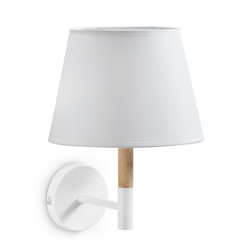Kave Home Wandlamp 'Orsen' Metaal en Beukenhout, kleur Wit