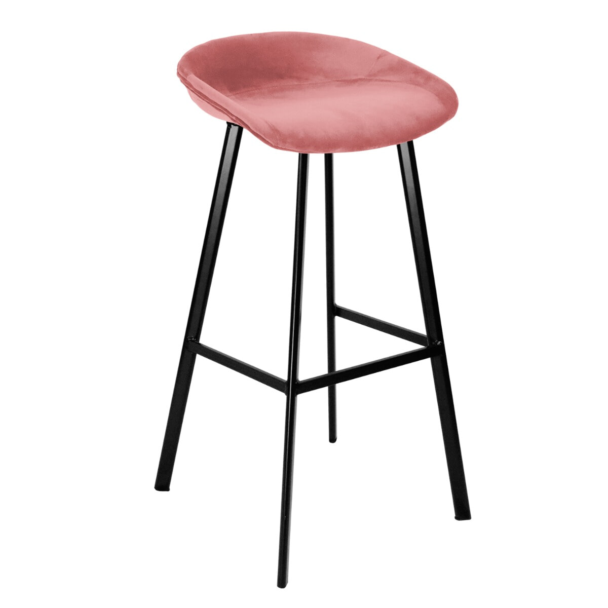 KICK Barkruk 'Finn' Velvet, kleur Roze (zithoogte 80cm)
