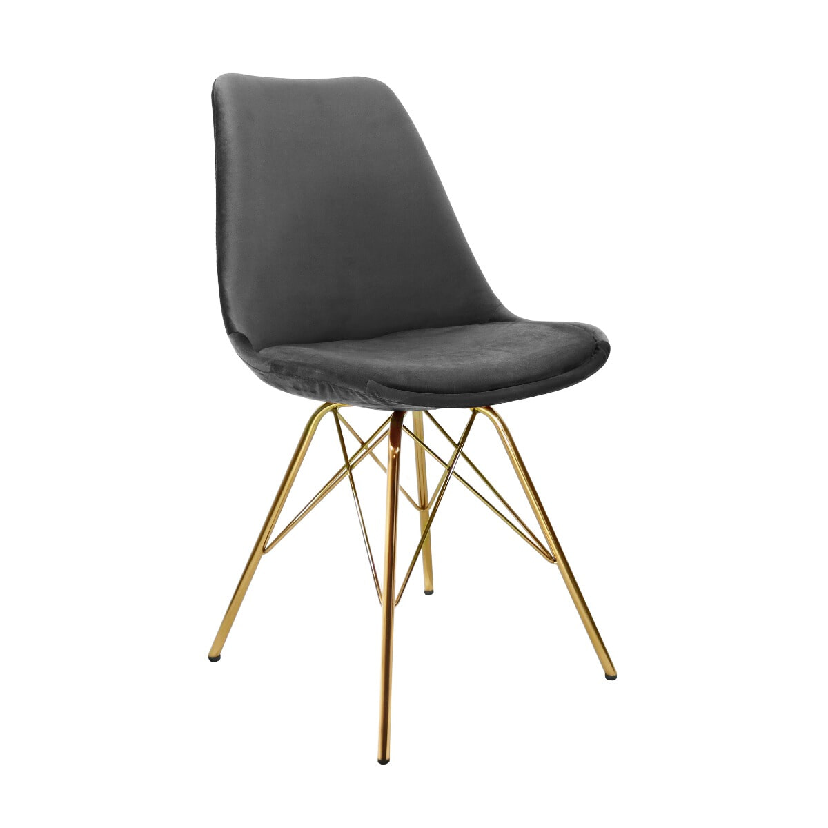 KICK Eetkamerstoel 'Vivien' Goud Frame, kleur Donkergrijs KICK Eetkamerstoel 'Vivien' Goud Frame, kleur Donkergrijs