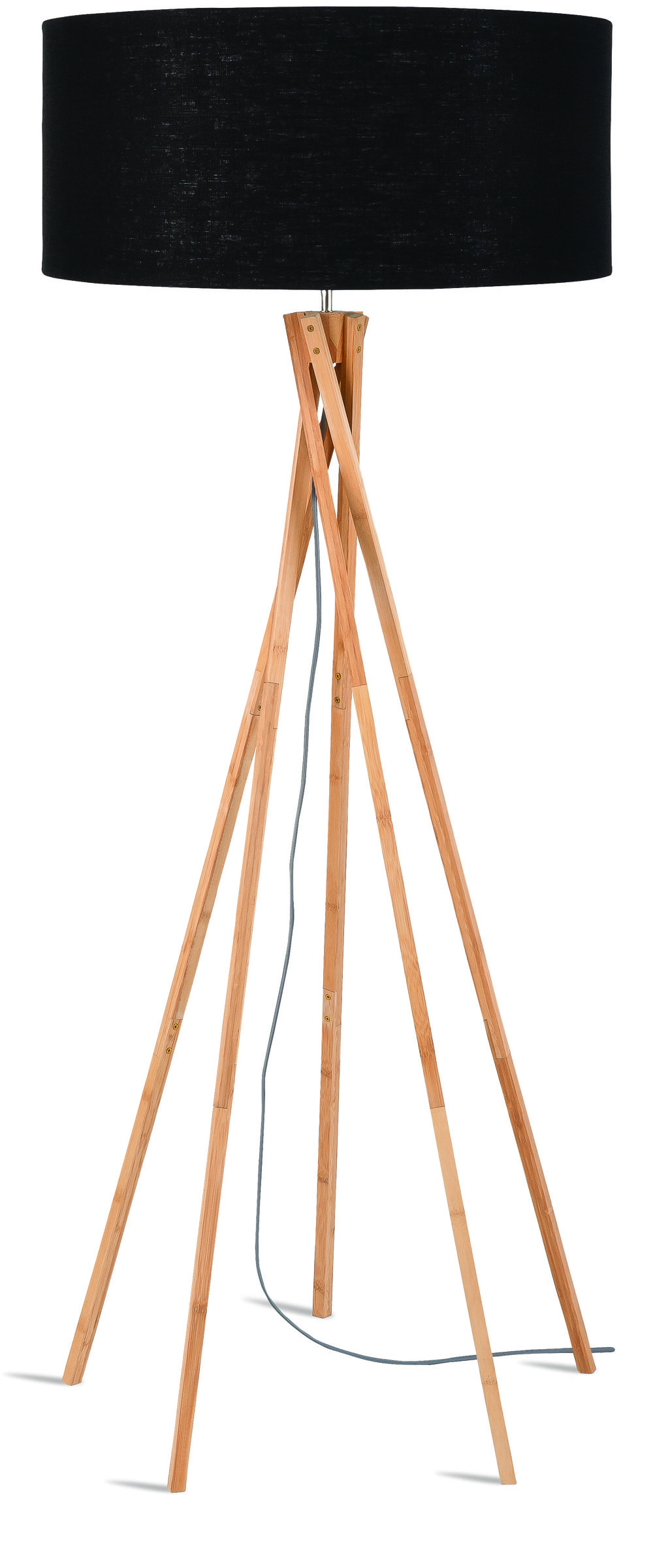 Good&Mojo Vloerlamp 'Kilimanjaro' Bamboe en Eco linnen, kleur Zwart