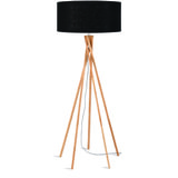 Good&Mojo Vloerlamp 'Kilimanjaro' Bamboe en Eco linnen, kleur Zwart