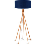 Good&Mojo Vloerlamp 'Kilimanjaro' Bamboe en Eco linnen, kleur Denimblauw