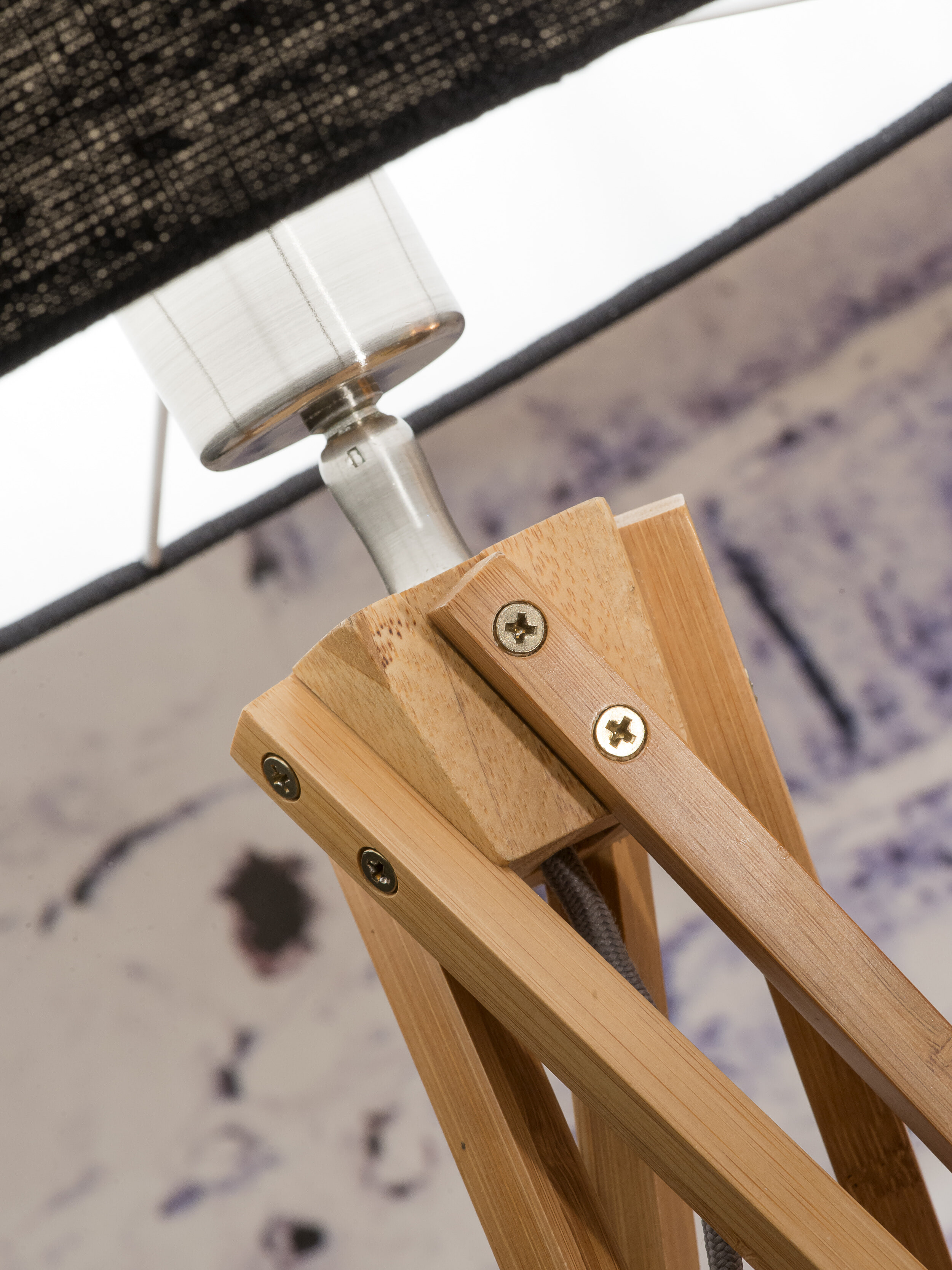 Good&Mojo Vloerlamp 'Kilimanjaro' Bamboe en Eco linnen, kleur Donkergrijs