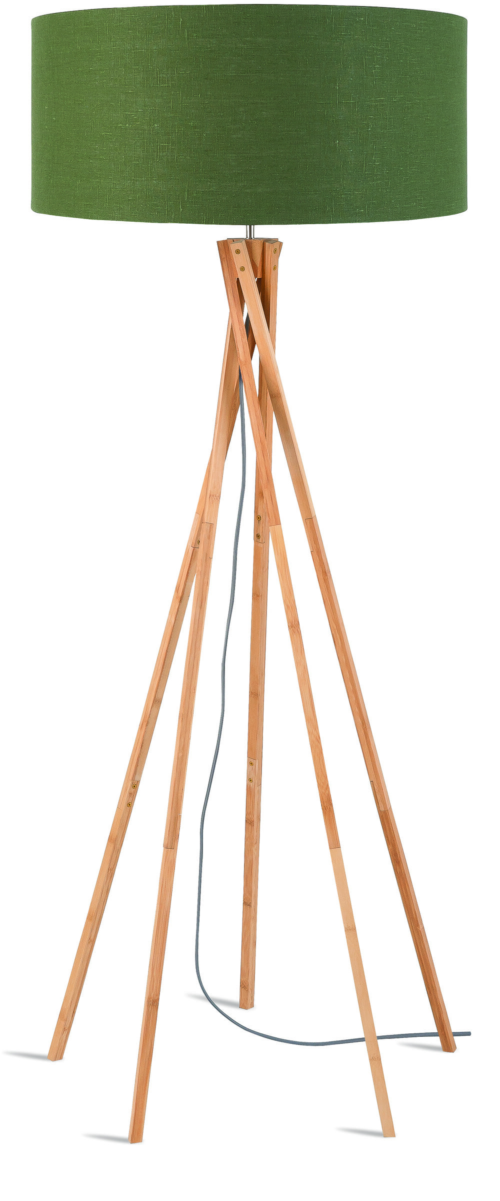 Good&Mojo Vloerlamp 'Kilimanjaro' Bamboe en Eco linnen, kleur Groen