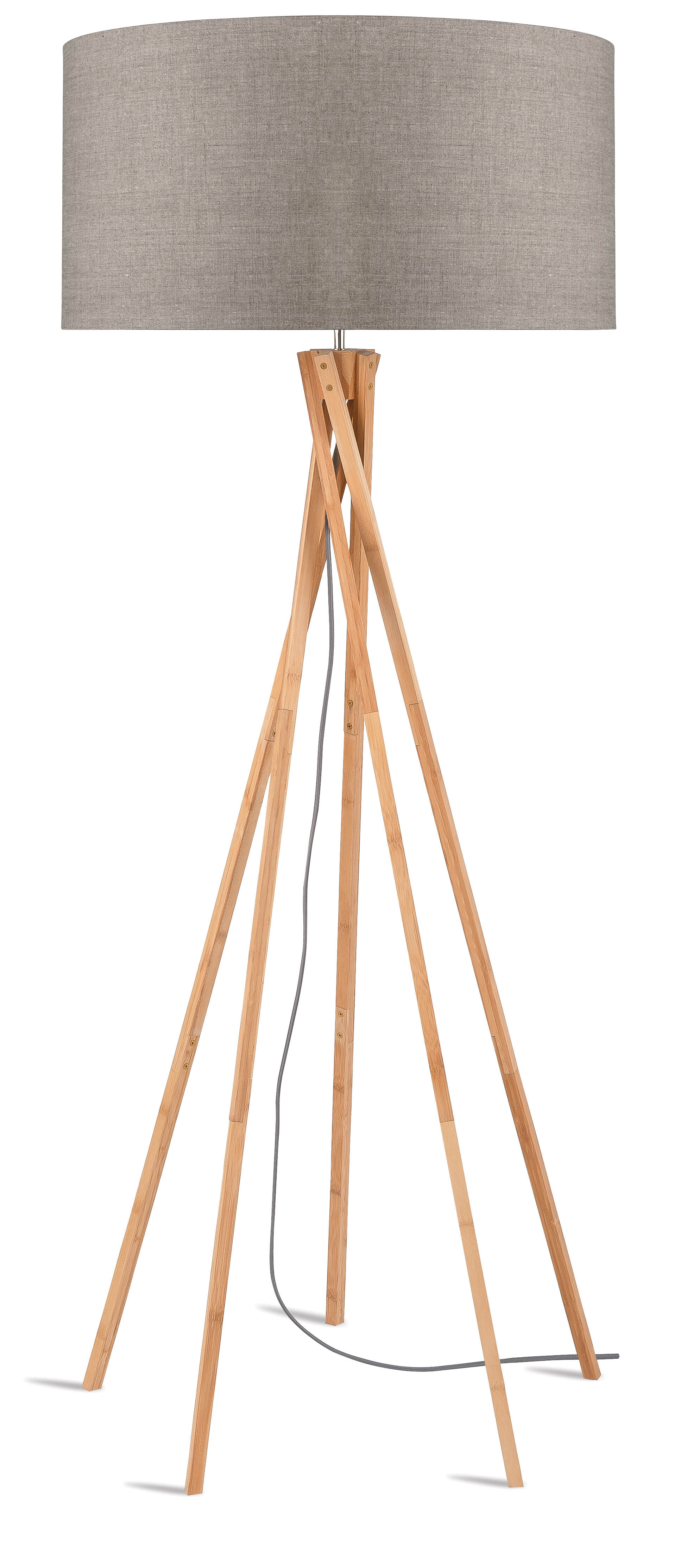 Good&Mojo Vloerlamp 'Kilimanjaro' Bamboe en Eco linnen, kleur Donkerbeige