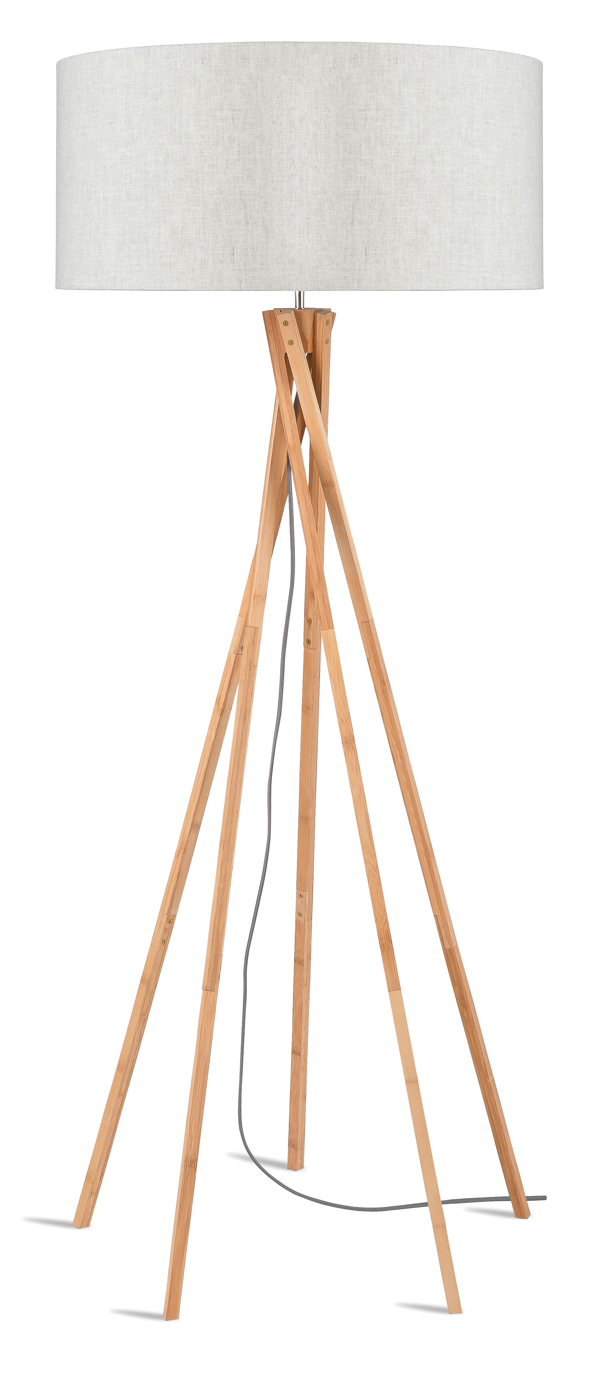 Good&Mojo Vloerlamp 'Kilimanjaro' Bamboe en Eco linnen, kleur Beige