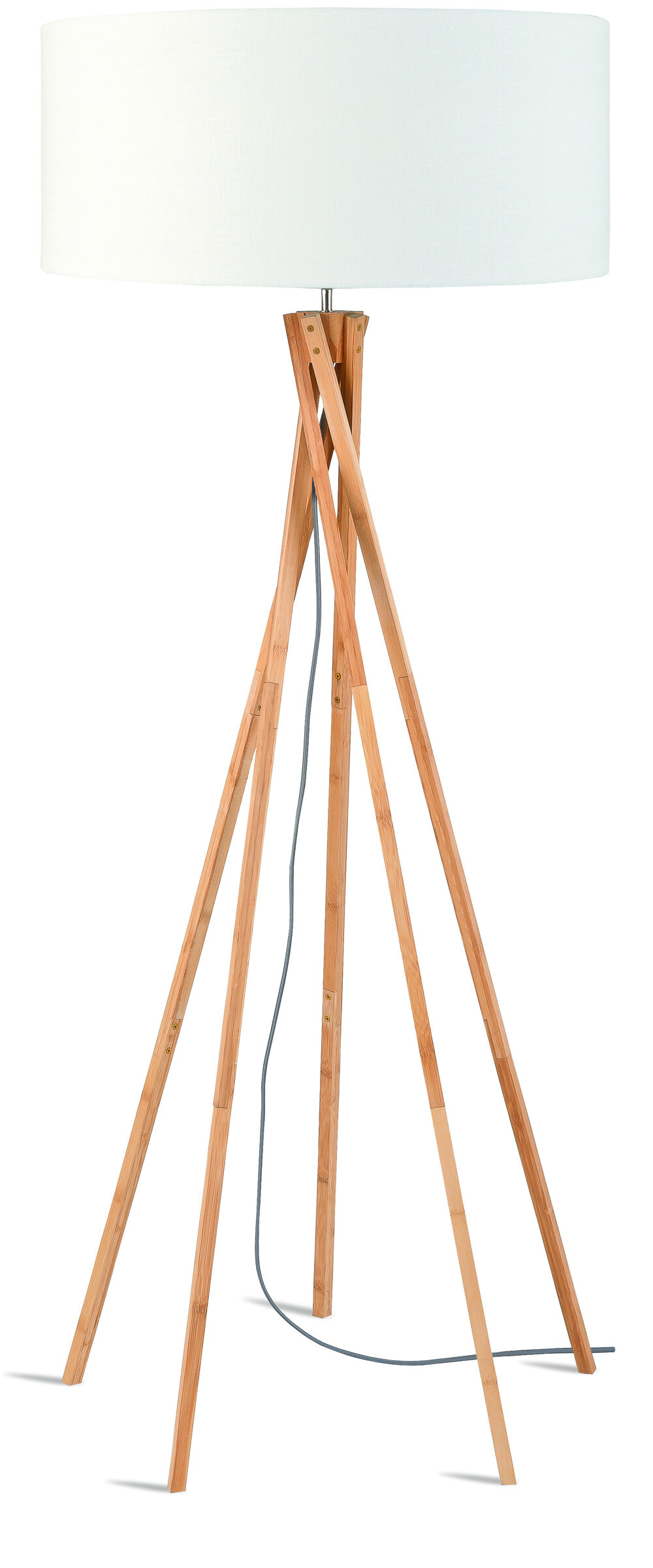 Good&Mojo Vloerlamp 'Kilimanjaro' Bamboe en Eco linnen, kleur Wit