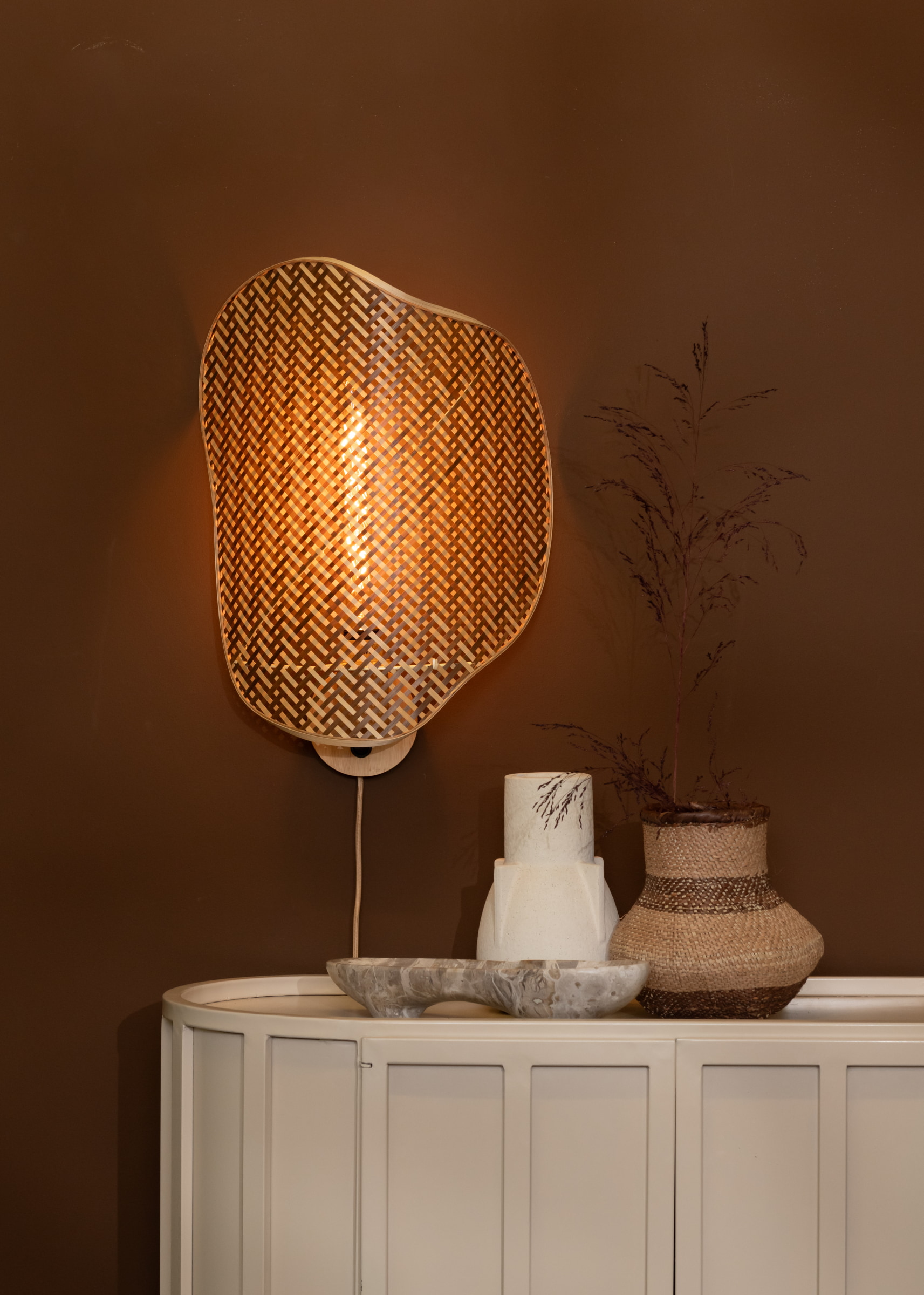 GOOD&MOJO Wandlamp 'Kinabalu' Bamboe, kleur Naturel/Bruin
