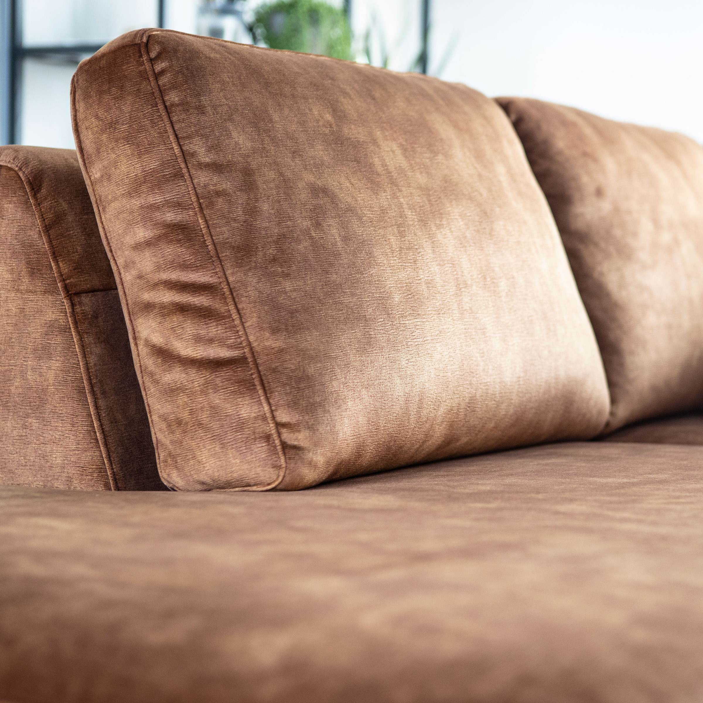 Sevn Hoekbank 'Kirsten' Links, Velvet, kleur camel
