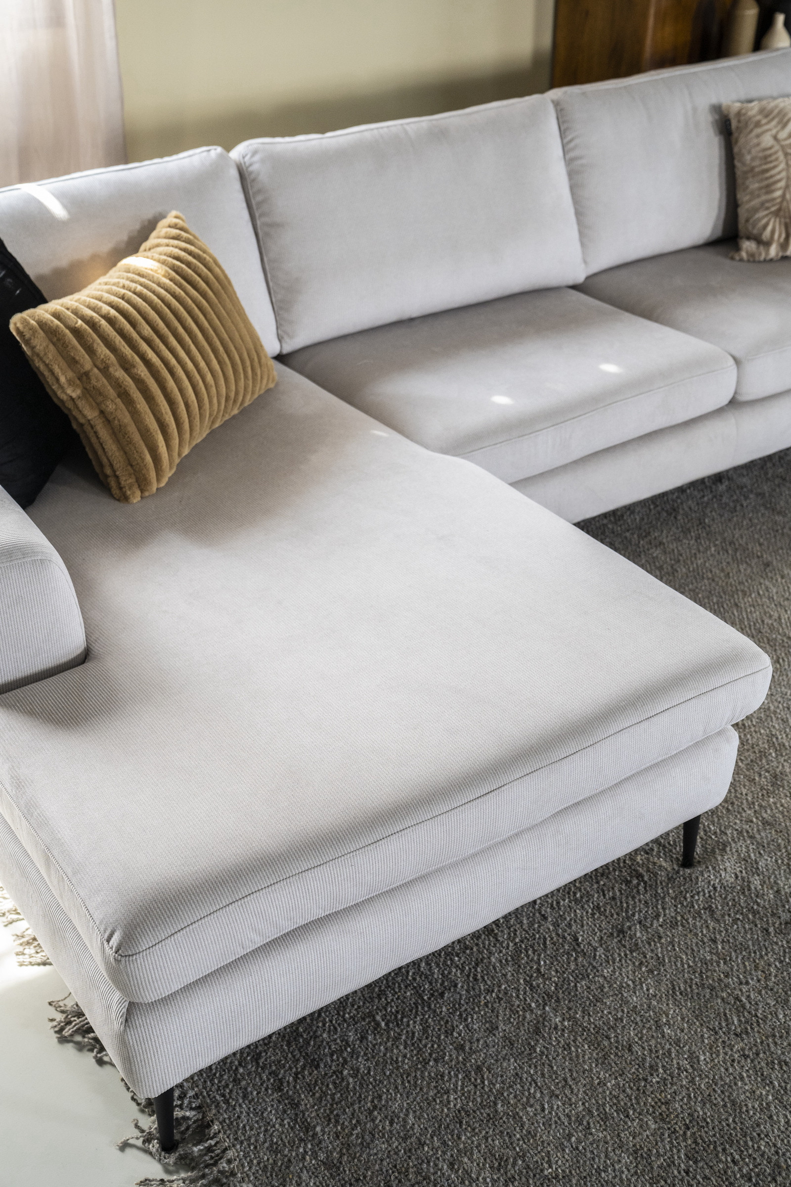 SEVN Loungebank 'Kirsten' Links, Rib, kleur Concrete