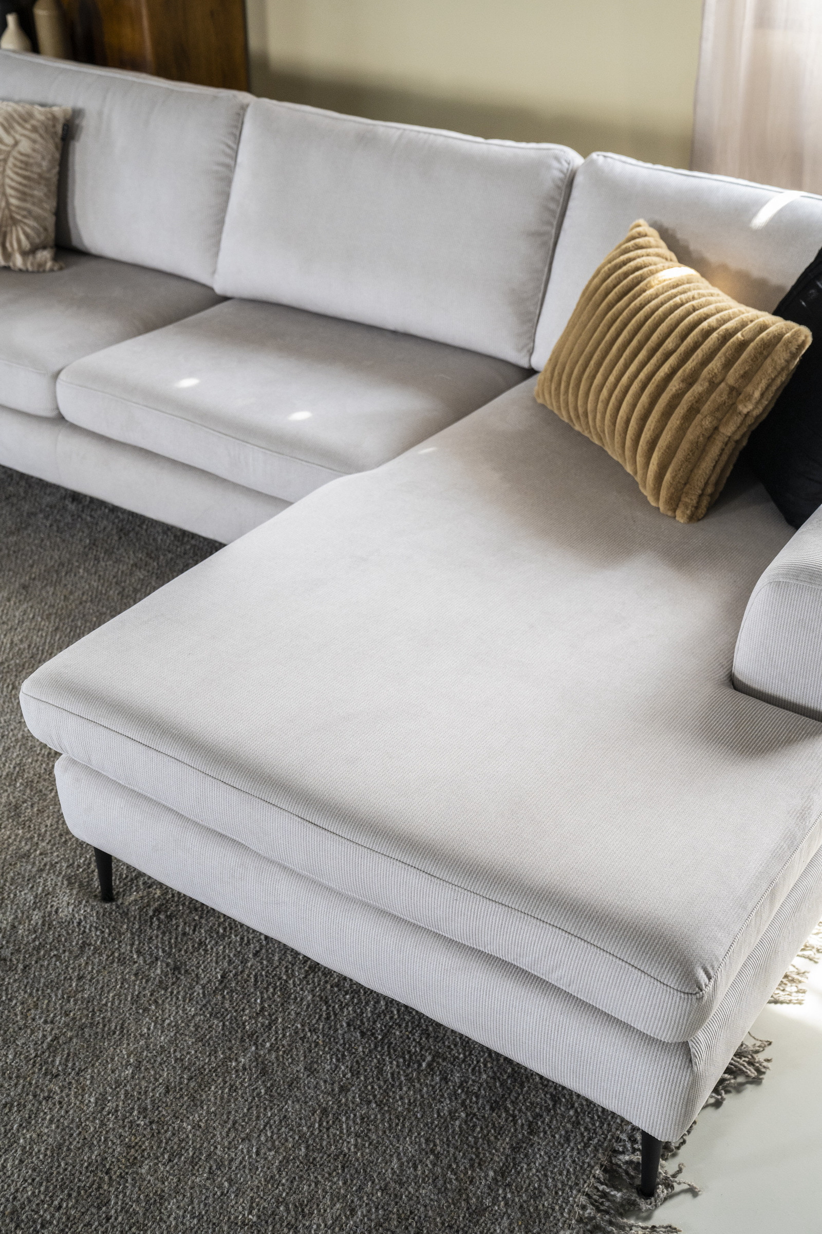 SEVN Loungebank 'Kirsten' Rechts, Rib, kleur Concrete