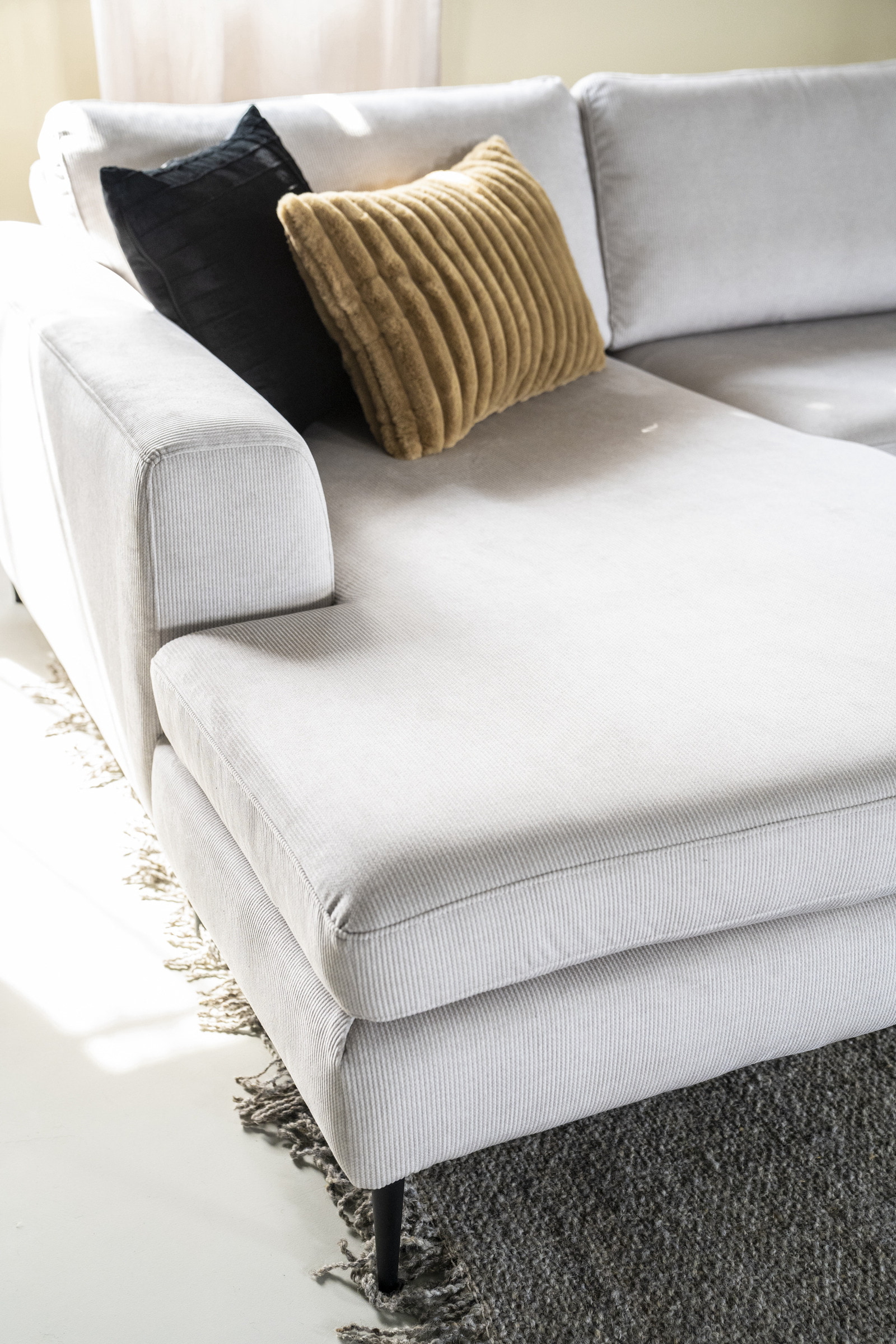 SEVN Loungebank 'Kirsten' Links, Rib, kleur Concrete