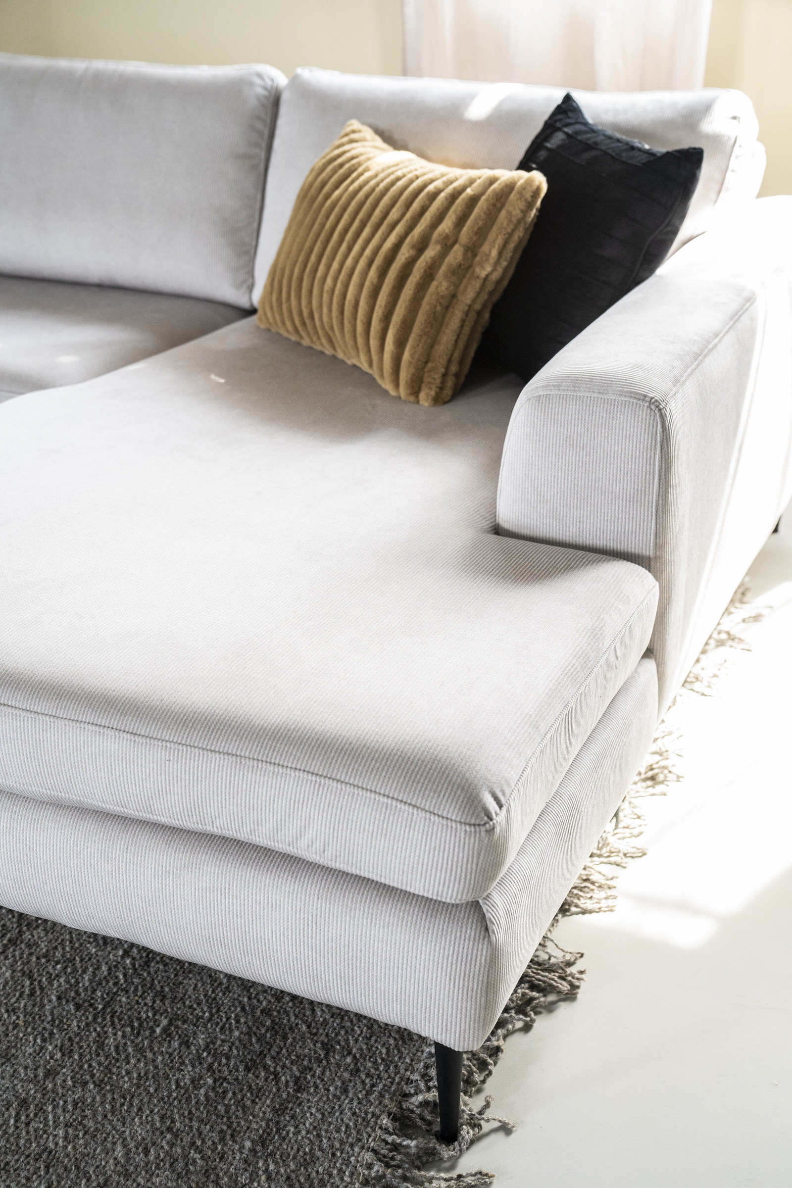 SEVN Loungebank 'Kirsten' Rechts, Rib, kleur Concrete