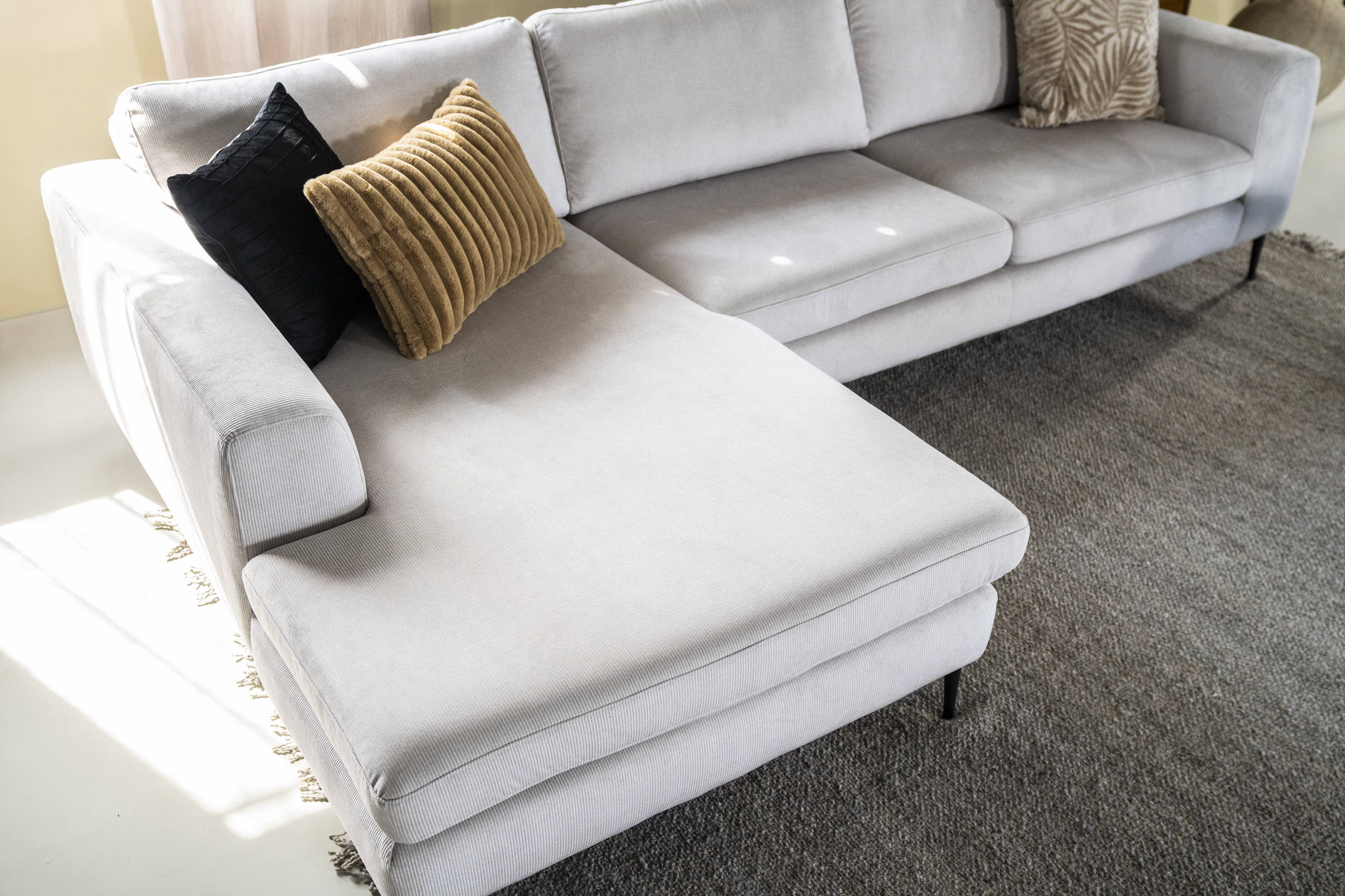 SEVN Loungebank 'Kirsten' Links, Rib, kleur Concrete