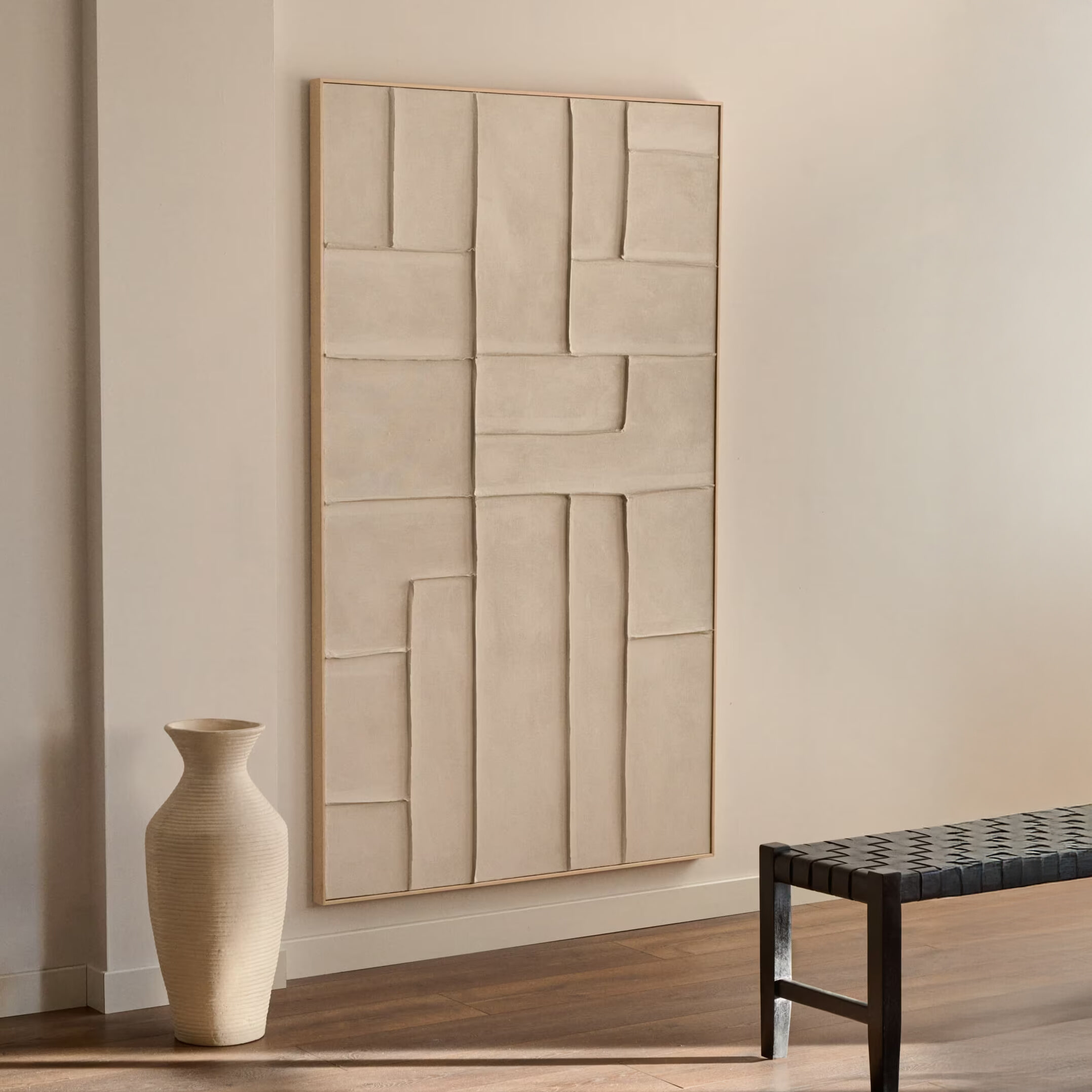 Kave Home Abstract Schilderij 'Klis' Met reliëf, XXL, 200 x 120cm