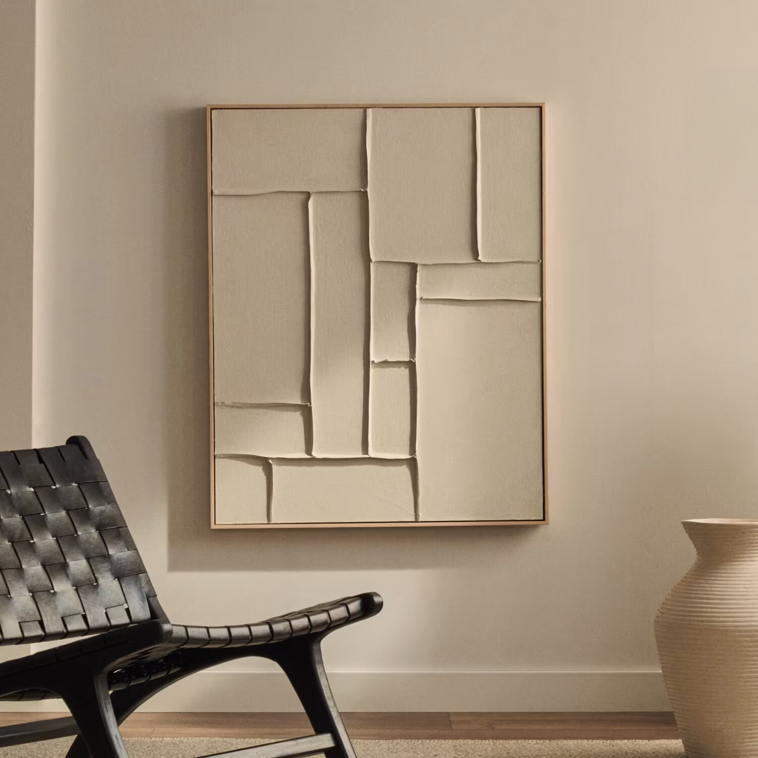 Kave Home Abstract Schilderij 'Klis' Met reli?f, 100 x 80cm