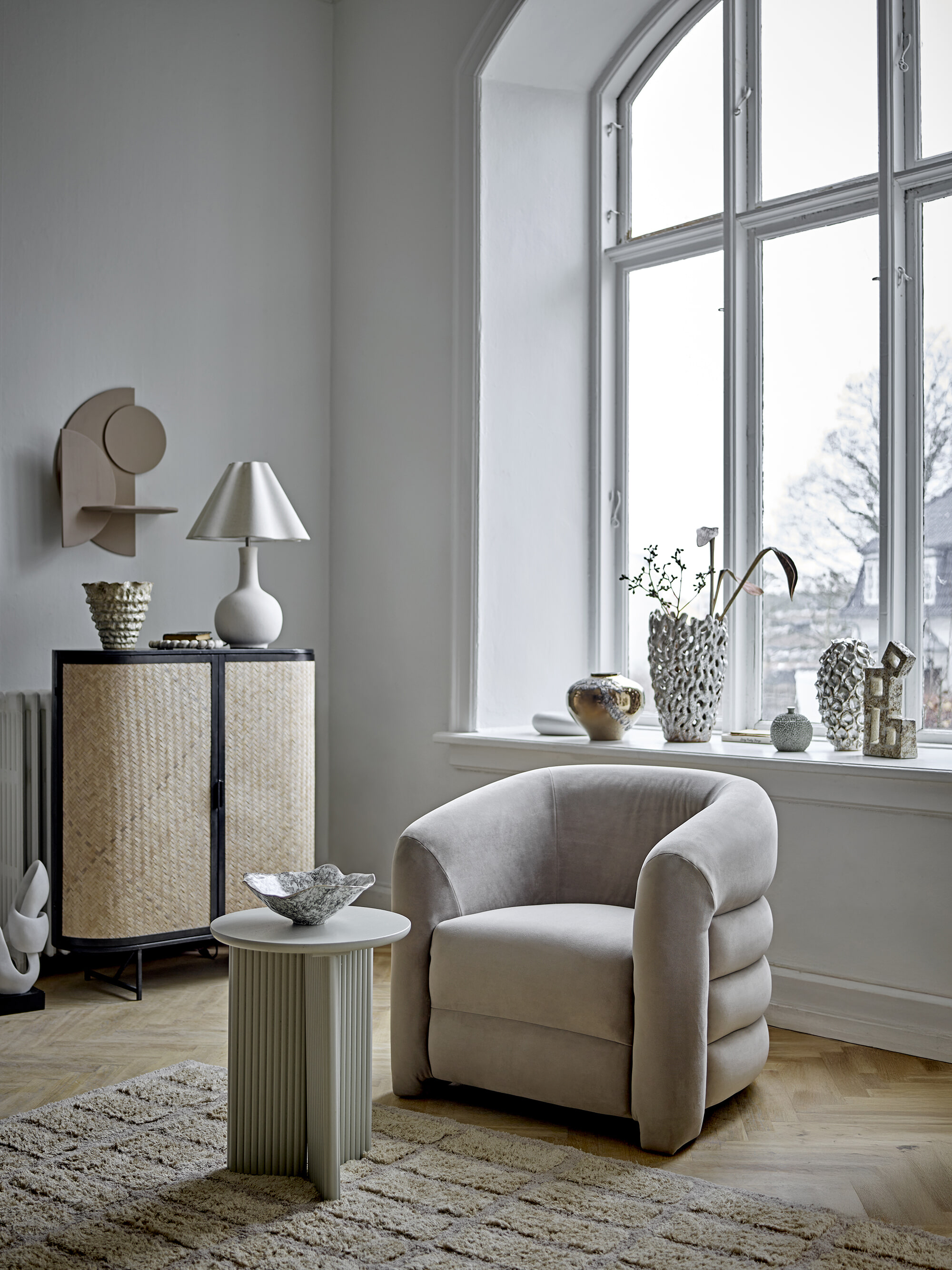 Bloomingville Fauteuil Joel Fluweel - Grijs