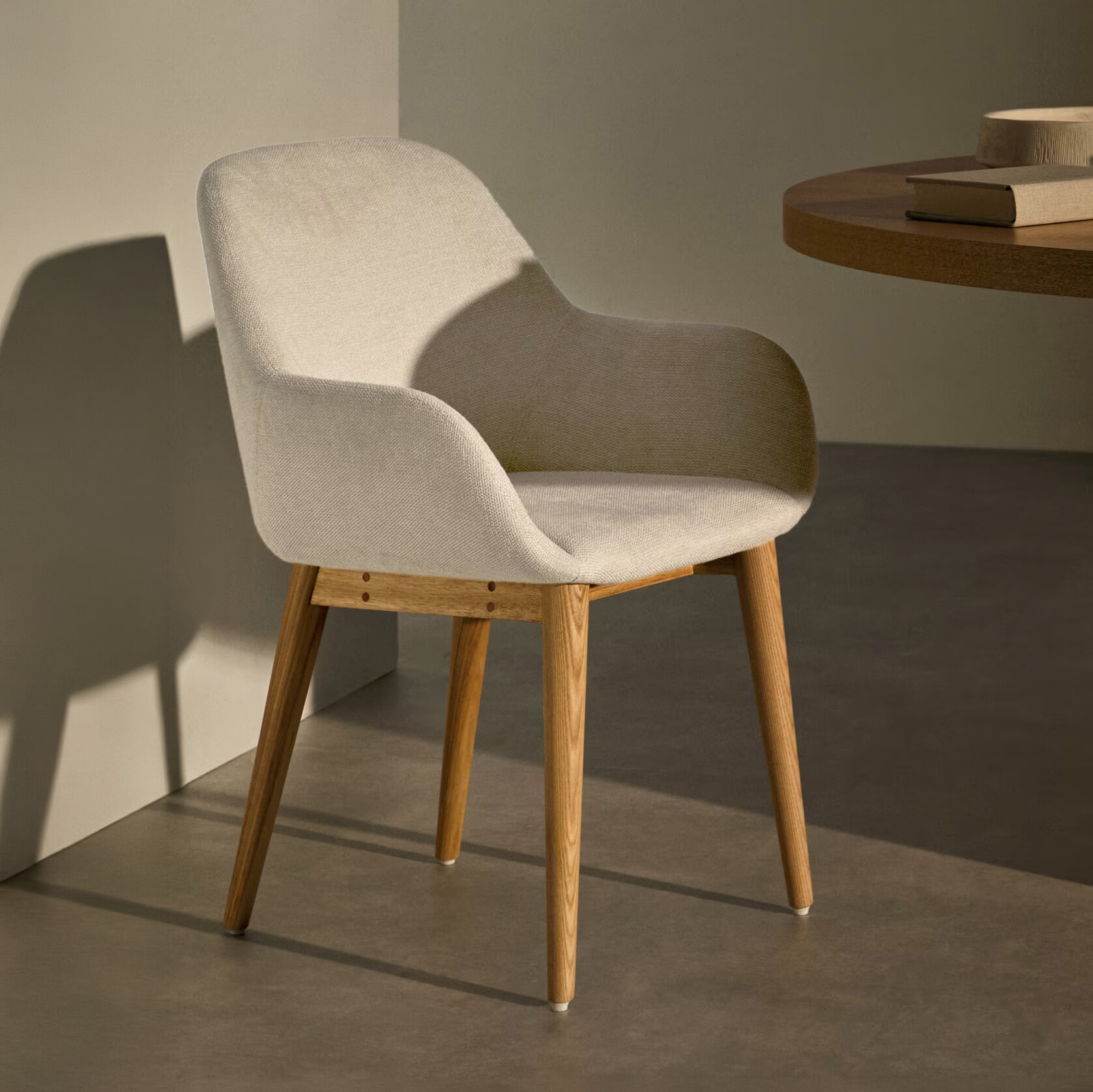 Kave Home Eetkamerstoel Konna - Beige/Naturel