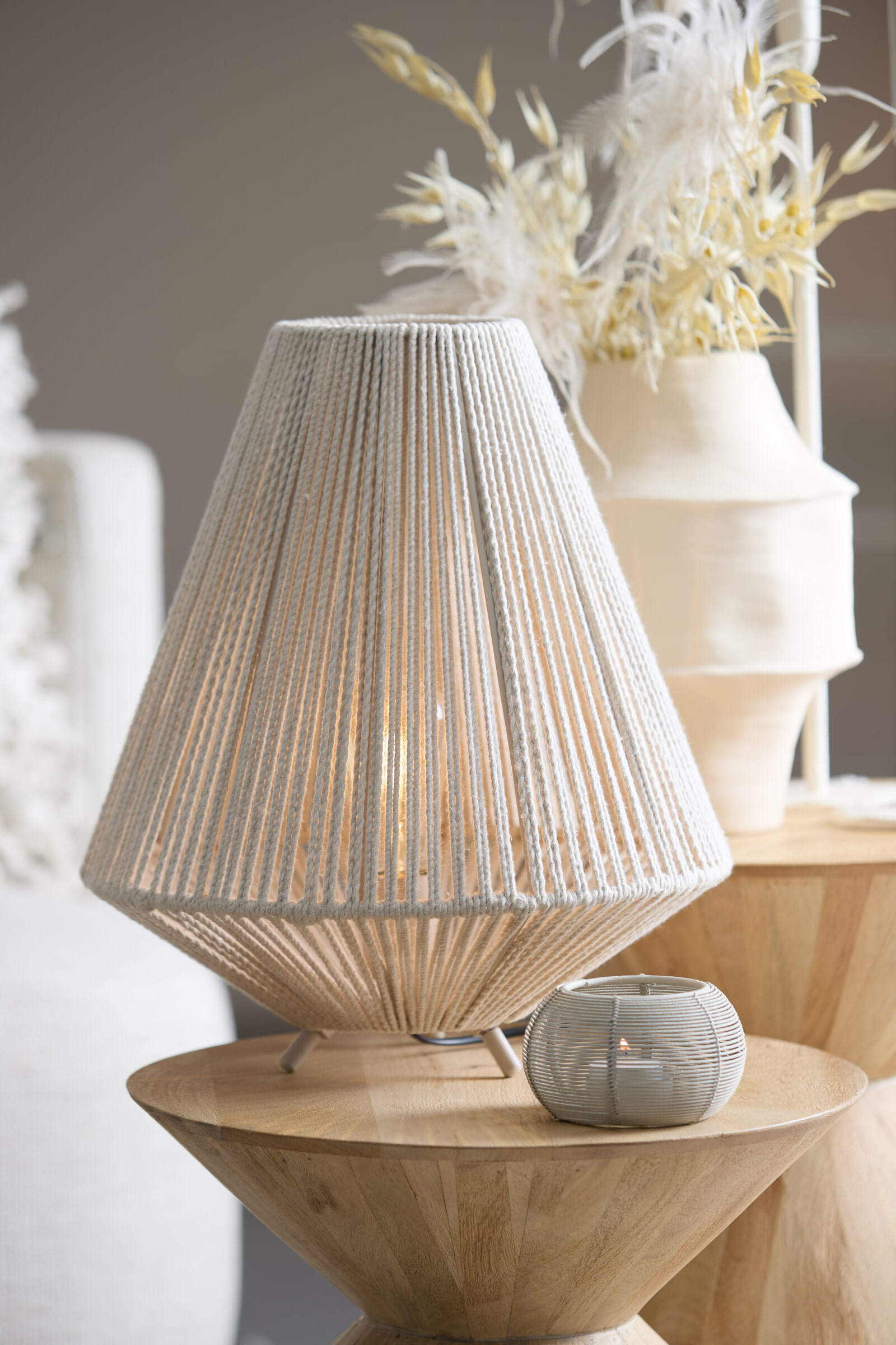 Light & Living Tafellamp 'Felida' 40cm hoog, kleur Crème
