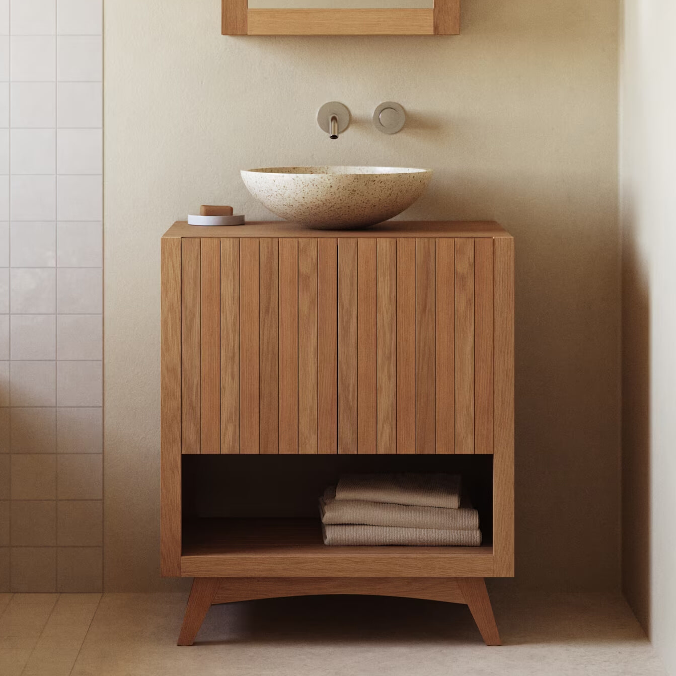 Kave Home Badkamermeubel 'Kuveni' Met 2 deuren, Teakhout (excl. waskom)