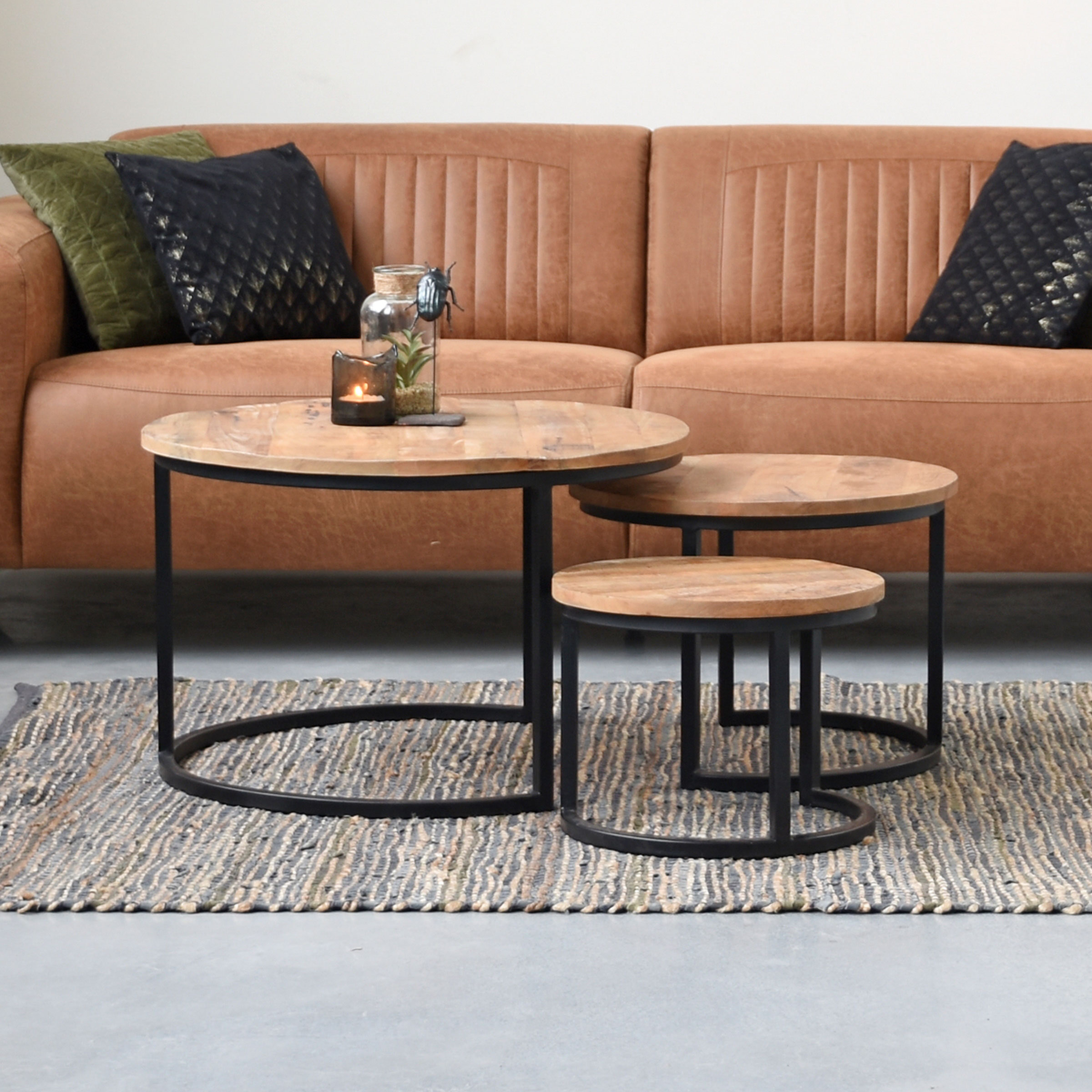 LABEL51 Salontafel 'Triplet' Mangohout, Set van 3 stuks