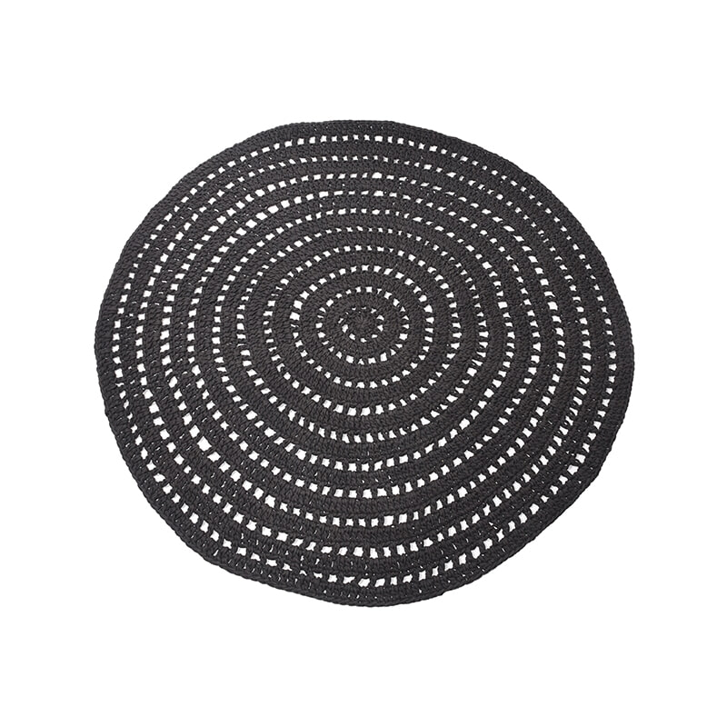 LABEL51 Rond Vloerkleed 'Knitted' 150cm, kleur zwart
