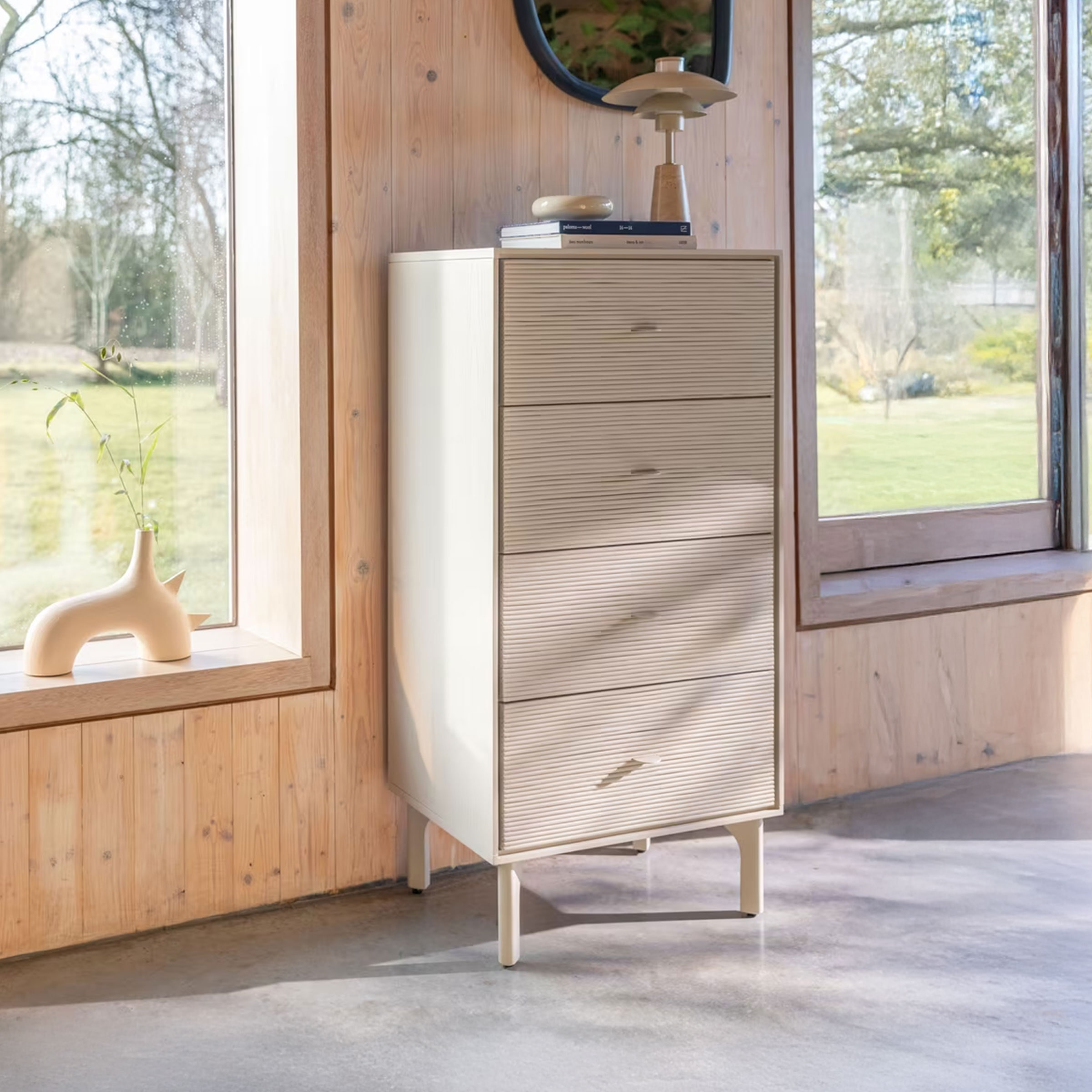 Zuiver Ladekast Morning Acaciahout en rotan, Met 3 laden - Beige