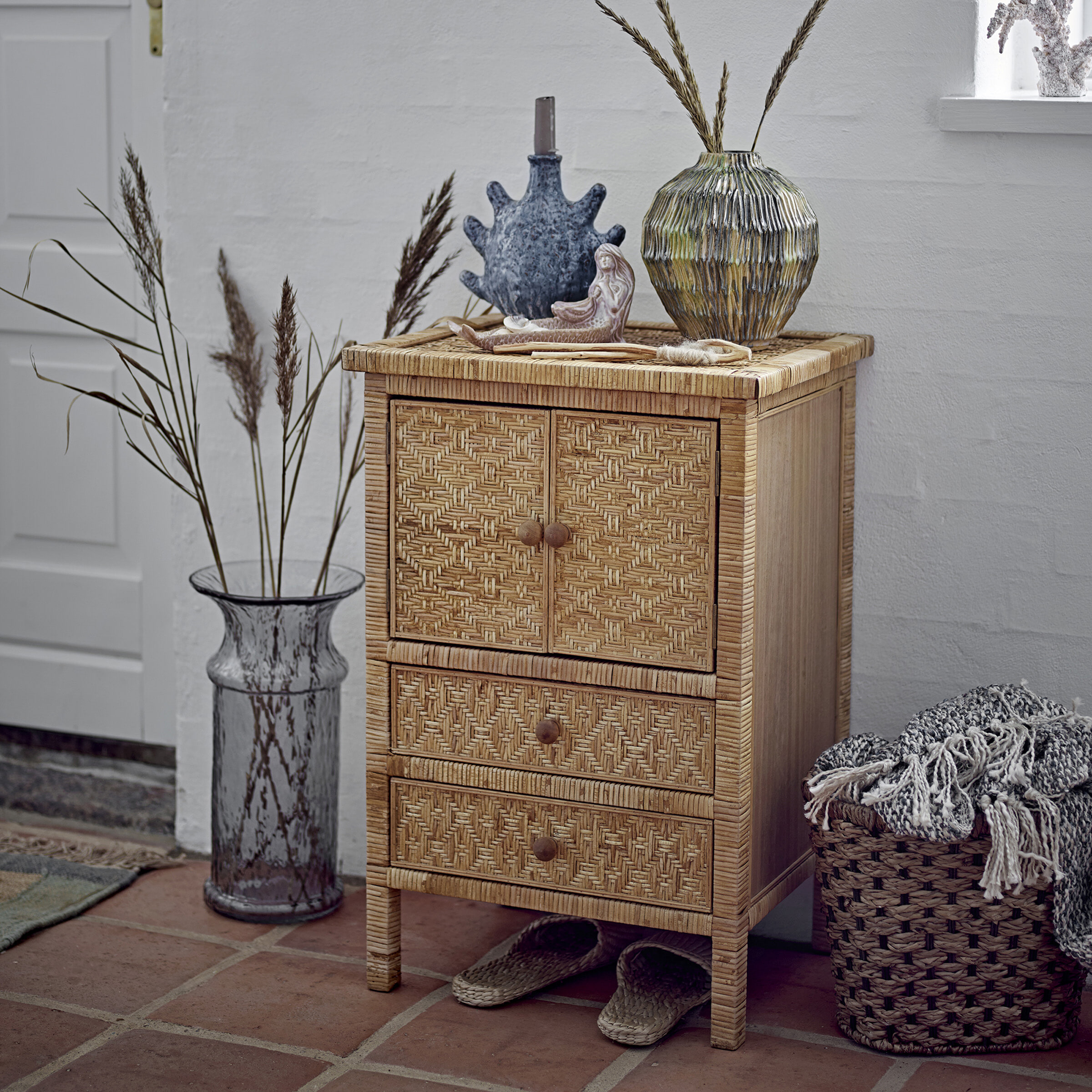 Bloomingville Ladenkast Lorris Rotan, Met 3 lades, 45cm - Naturel