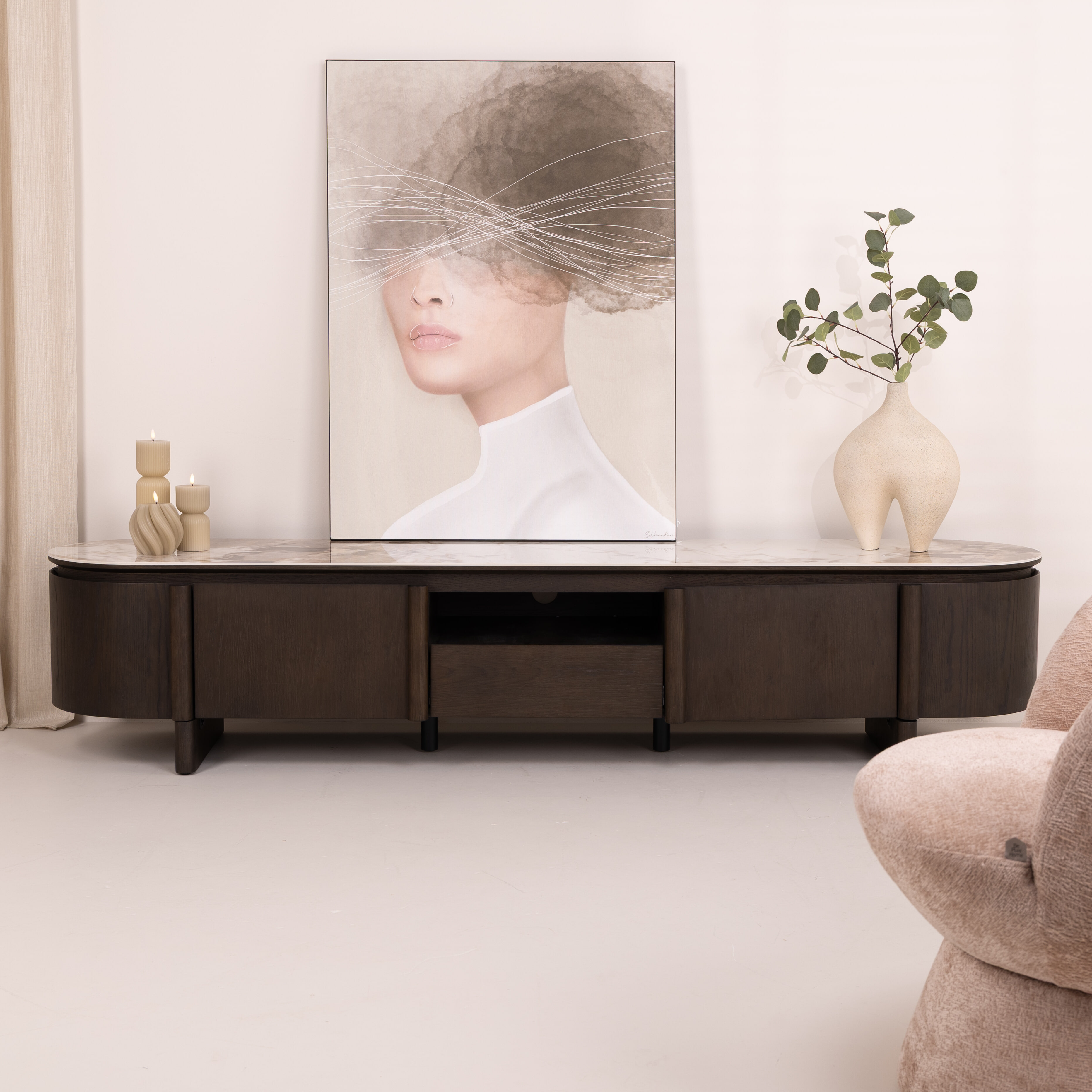 Richmond TV-meubel 'Langford' Marmerlook en eiken, 220cm