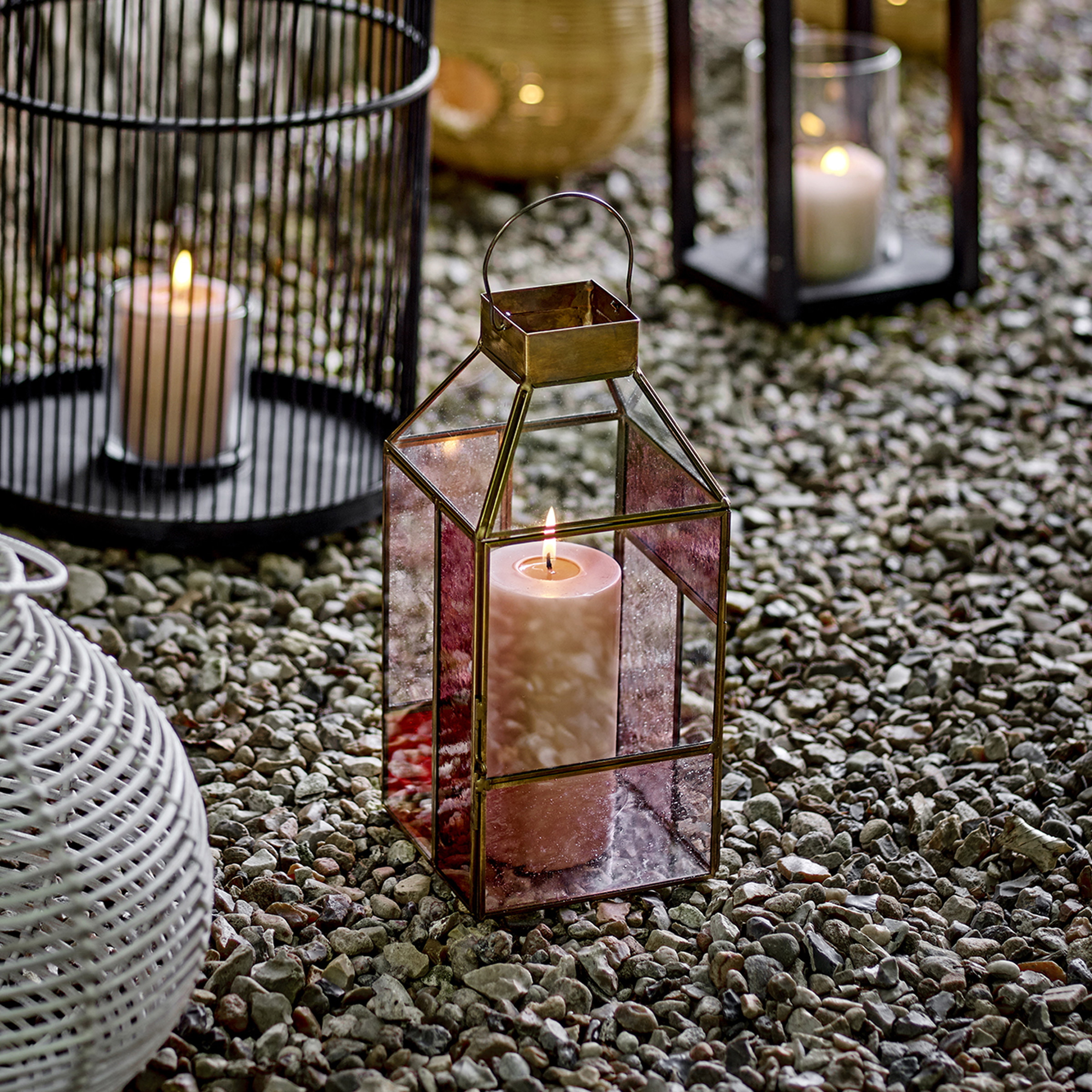 Bloomingville Lantaarn Drew Glas - Roze