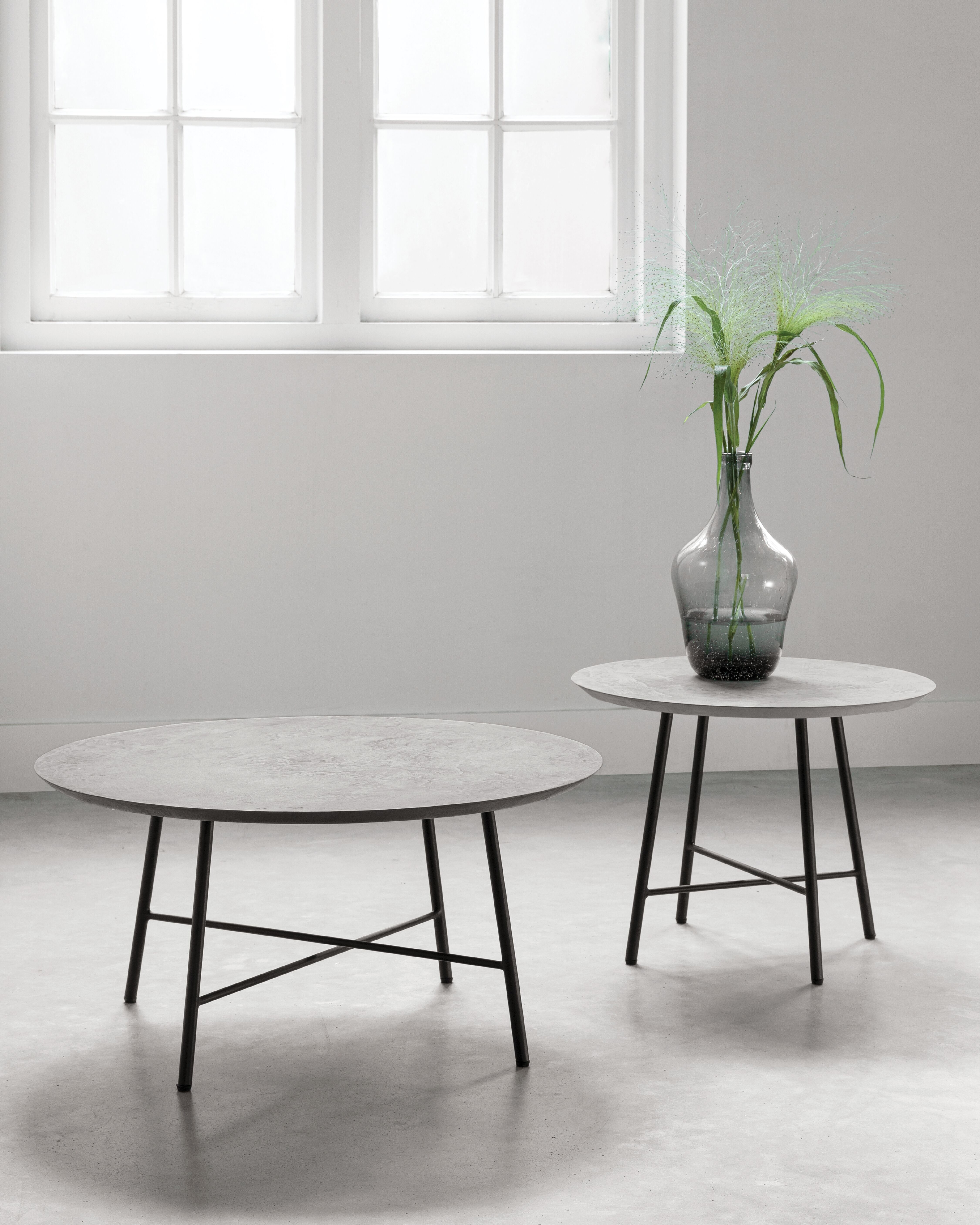 DTP Home Ronde Salontafel 'Delta' Mortex Betonlook, Set van 2 stuks, kleur Grijs