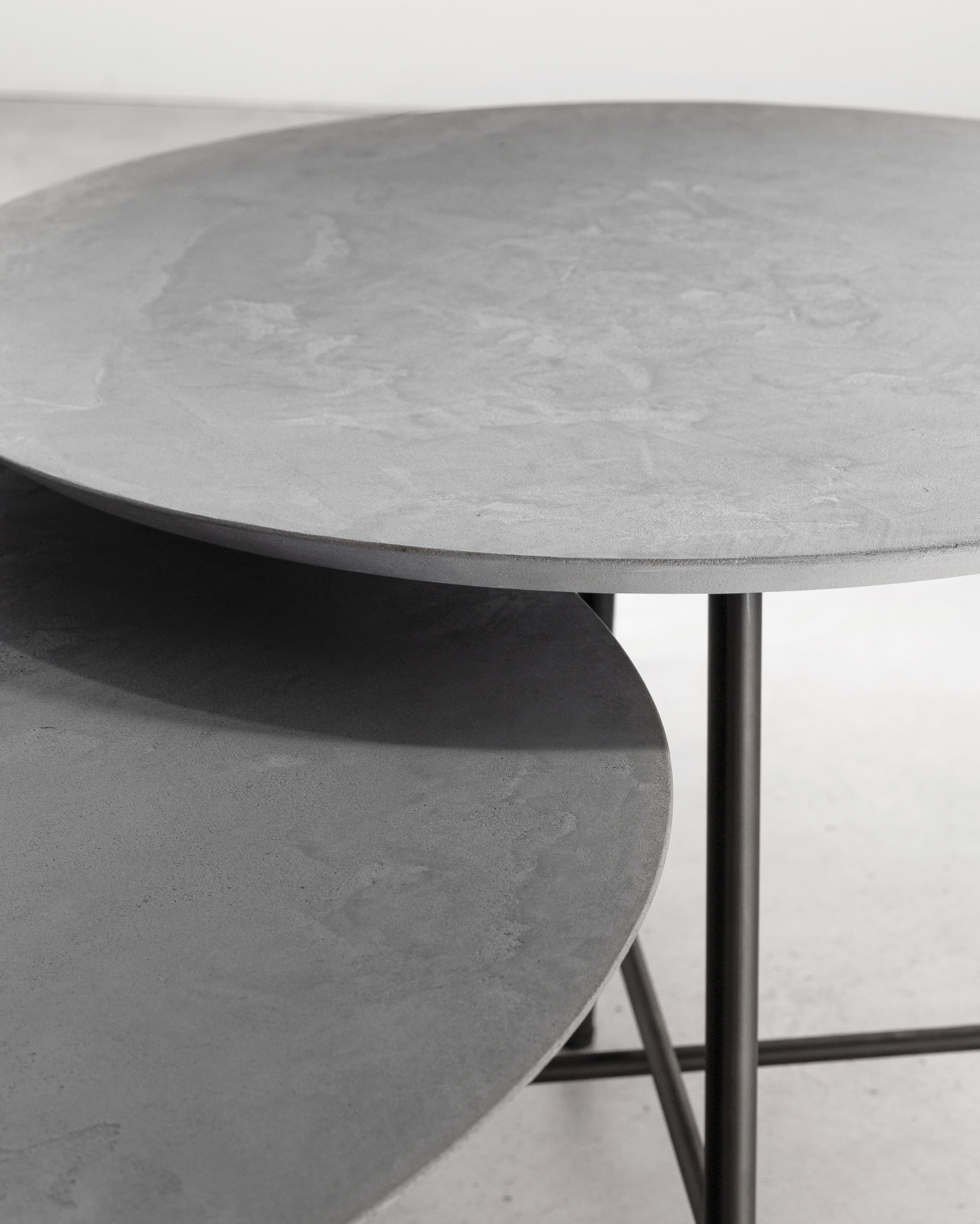 DTP Home Ronde Salontafel 'Delta' Mortex Betonlook, Set van 2 stuks, kleur Grijs
