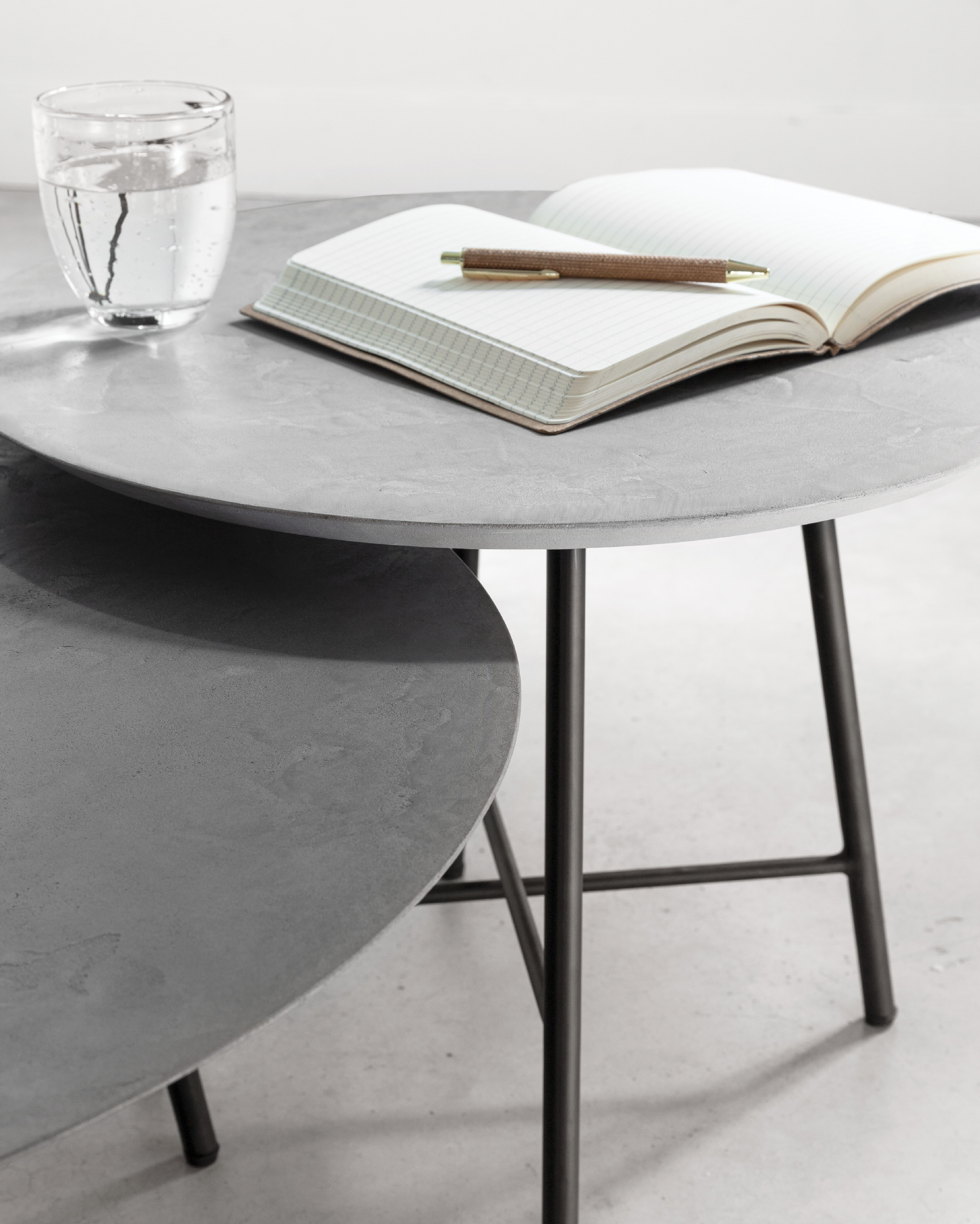 DTP Home Ronde Salontafel 'Delta' Mortex Betonlook, Set van 2 stuks, kleur Grijs