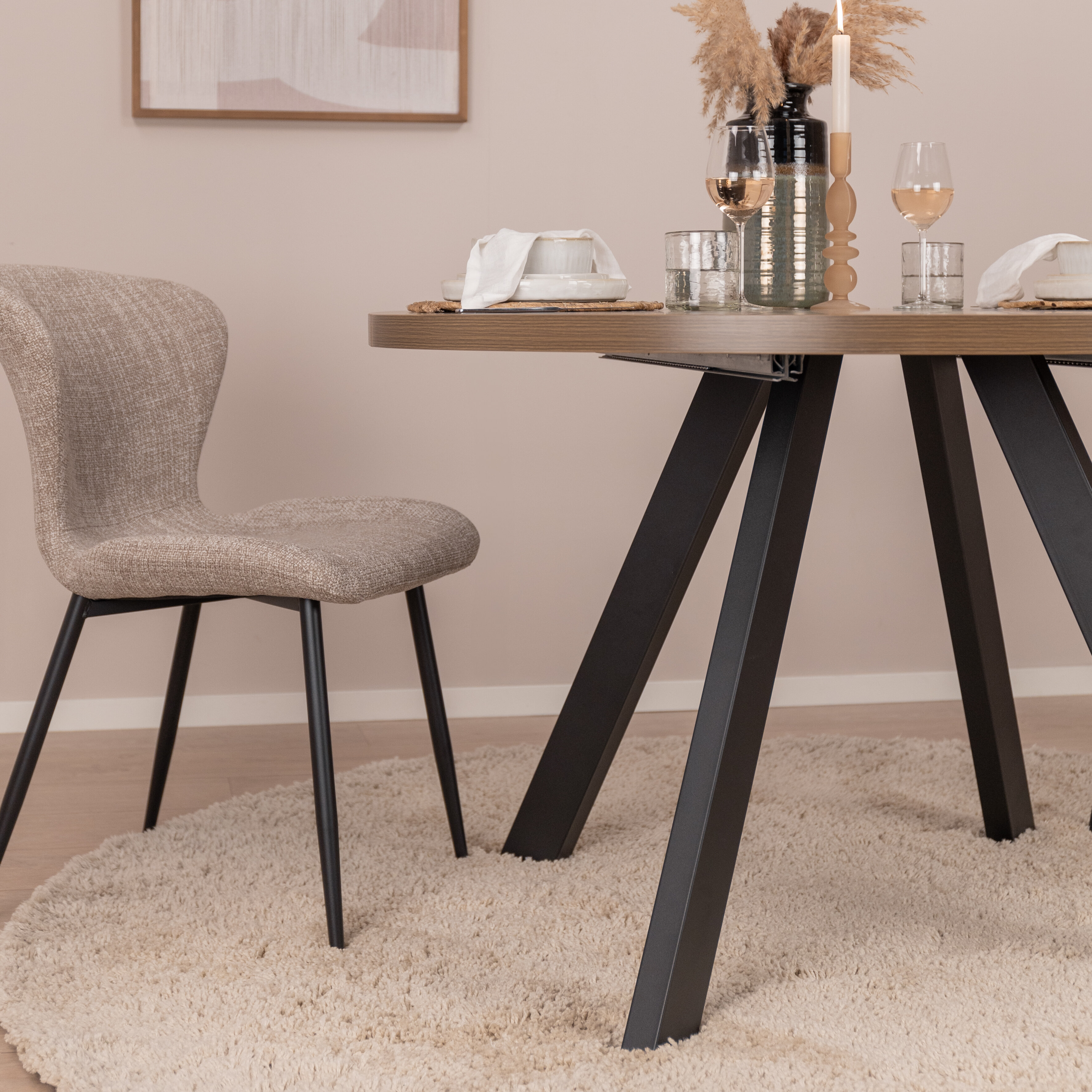 Sohome Uitschuifbare Ronde/Ovale Eettafel 'Lias' Eikenlook, 120-210 x 75cm