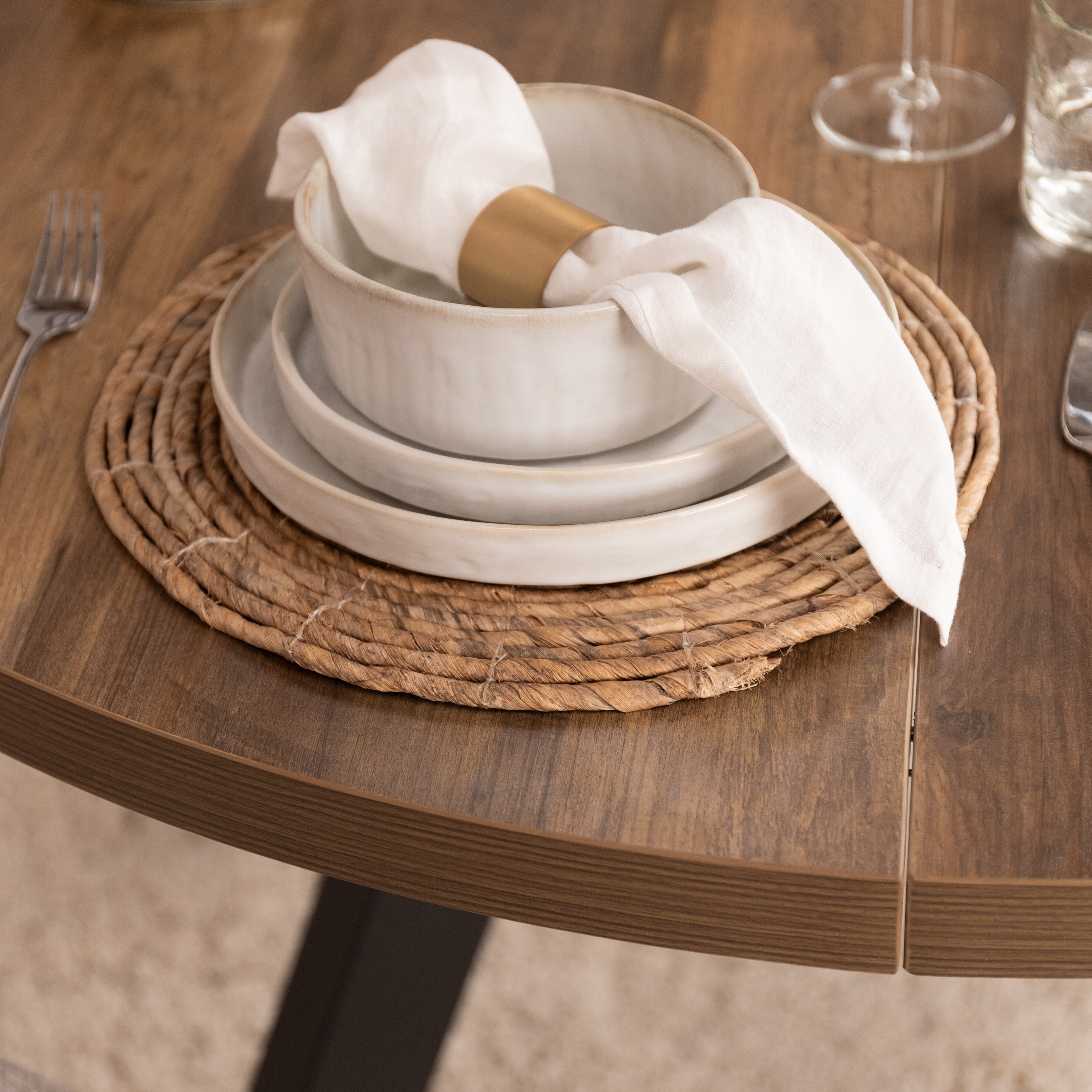 Sohome Uitschuifbare Ronde/Ovale Eettafel 'Lias' Eikenlook, 120-210 x 75cm