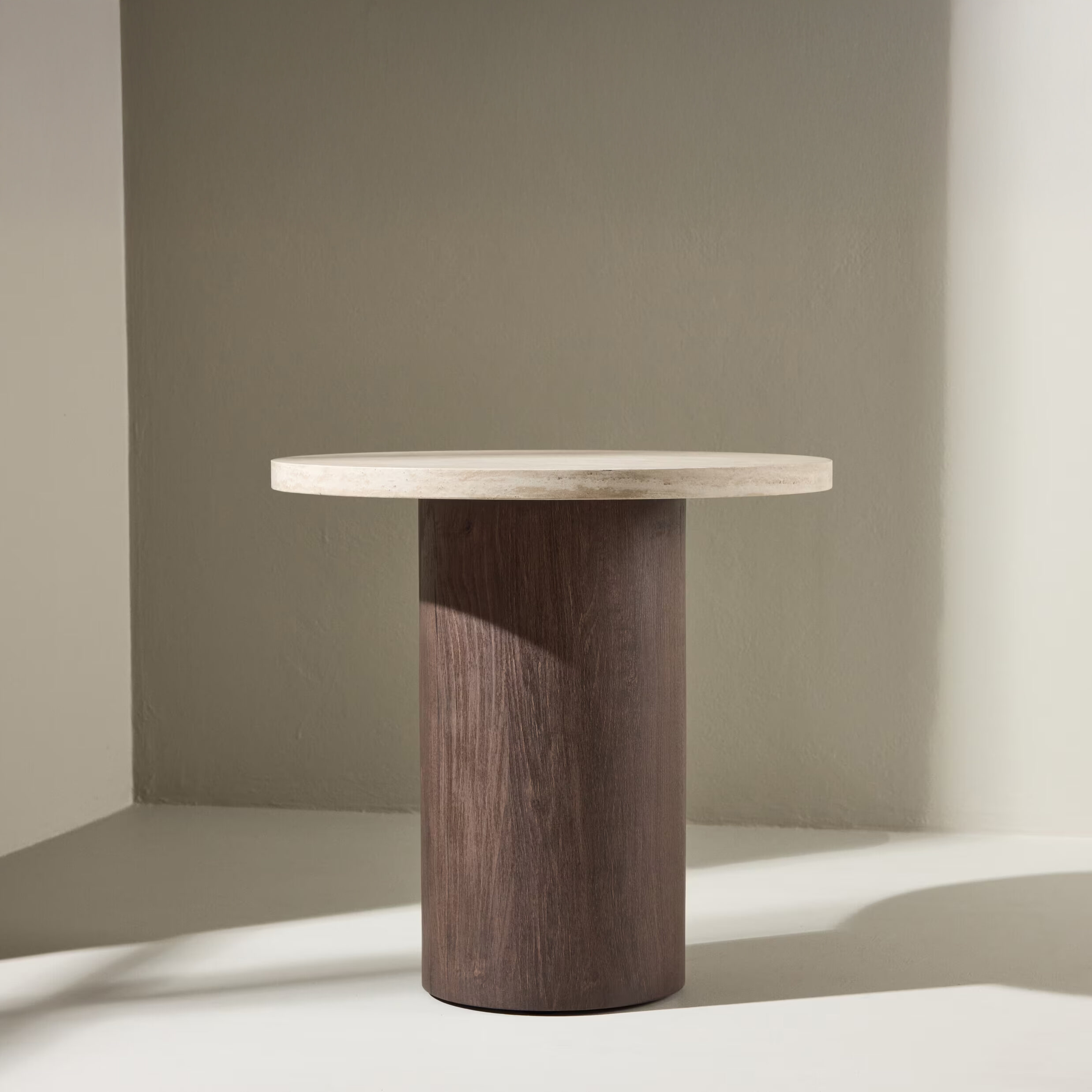Nohr Ronde Bijzettafel Lawanda Travertinlook, 50cm - Beige