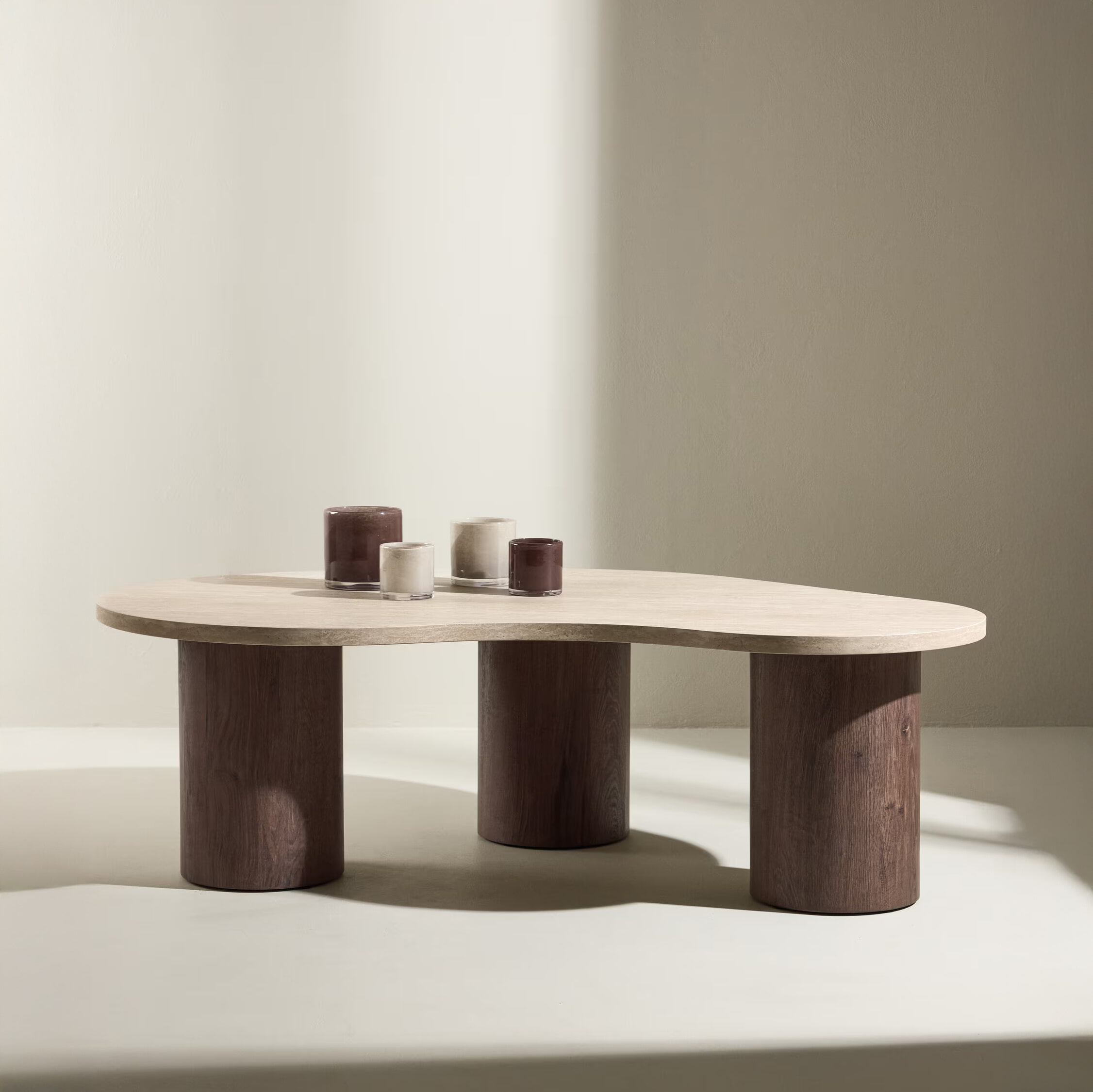 Nohr Organische Salontafel Lawanda Travertinlook, 130 x 78cm - Beige