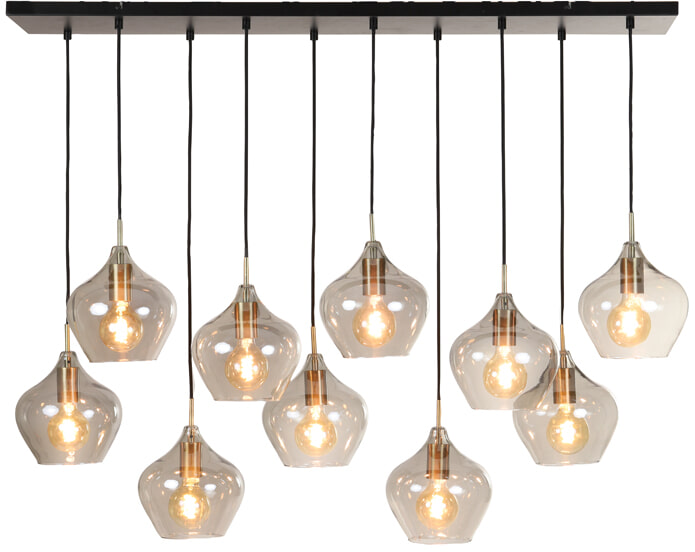 Light & Living Hanglamp 'Rakel' 10-Lamps, kleur Antiek Brons / Smoke